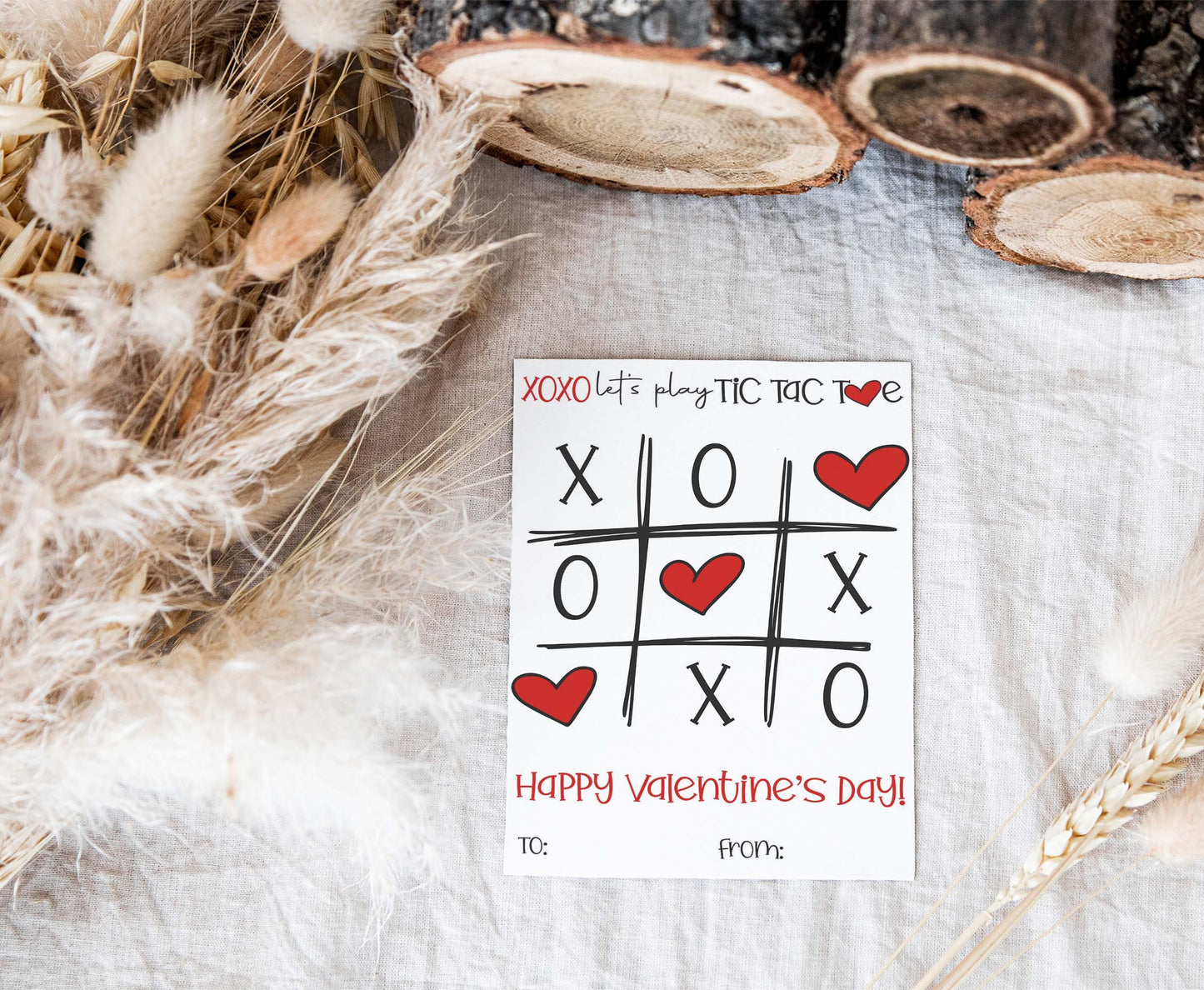XOXO let's play Tic Tac Toe Cookie Card | Happy Valentines Printable Cards - 119