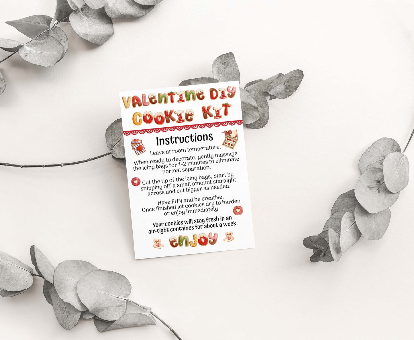 Valentine DIY Cookie kit Instructions | Valentines Printable Cards - 119
