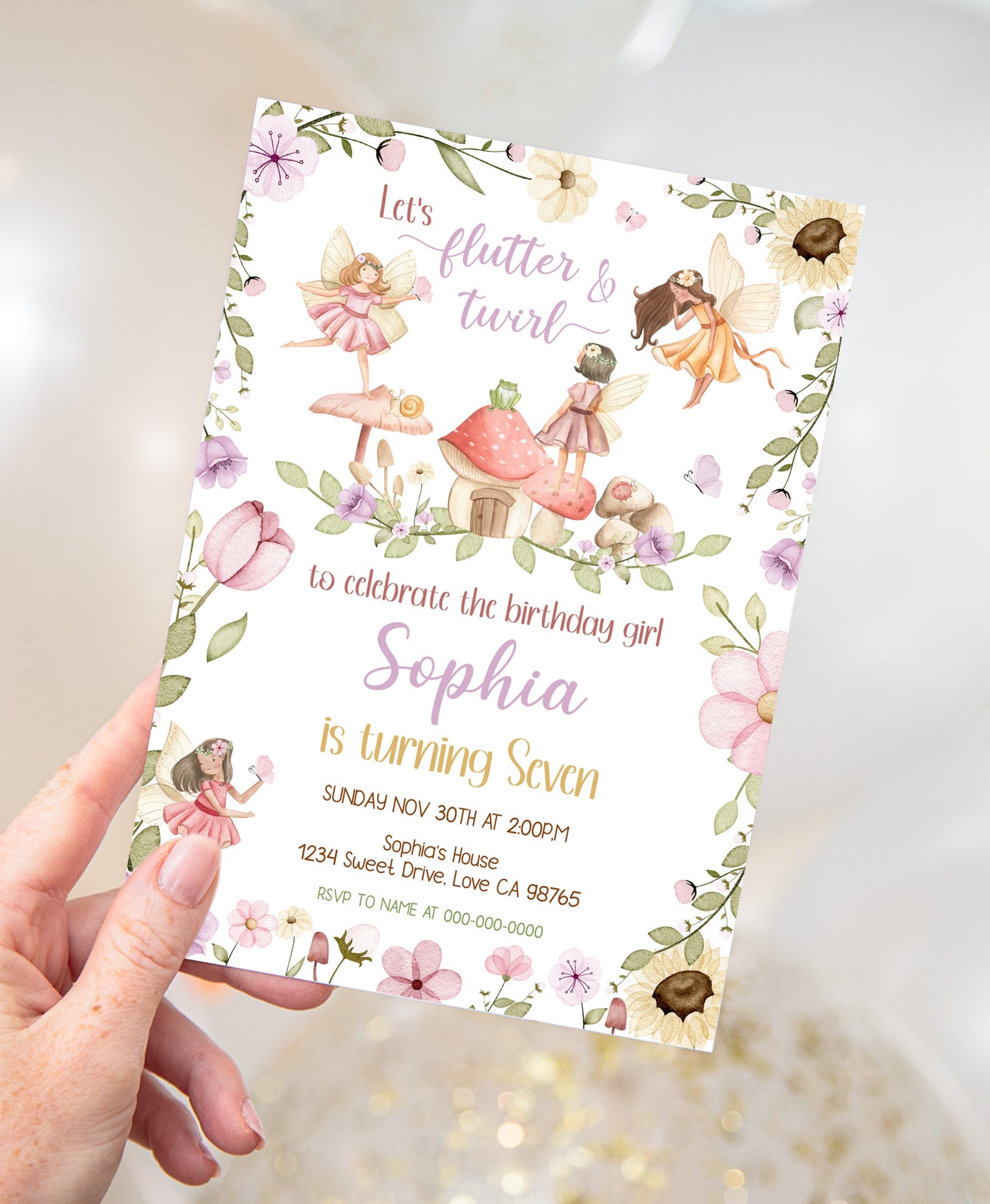 Magical Fairy Birthday Invitation | Editable Fairy Garden Party Invite -10A