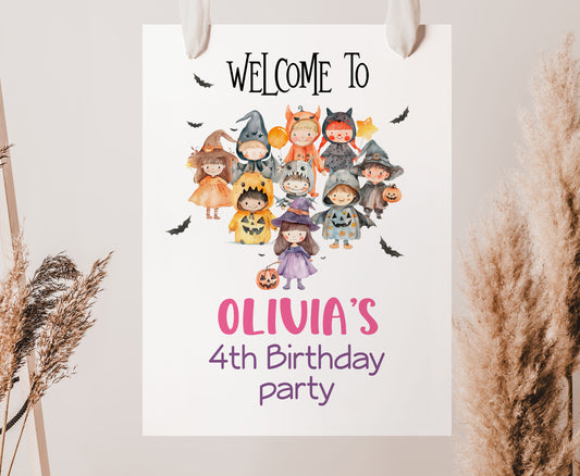 Editable Halloween Birthday Welcome Sign, Halloween birthday party decor - 115Q