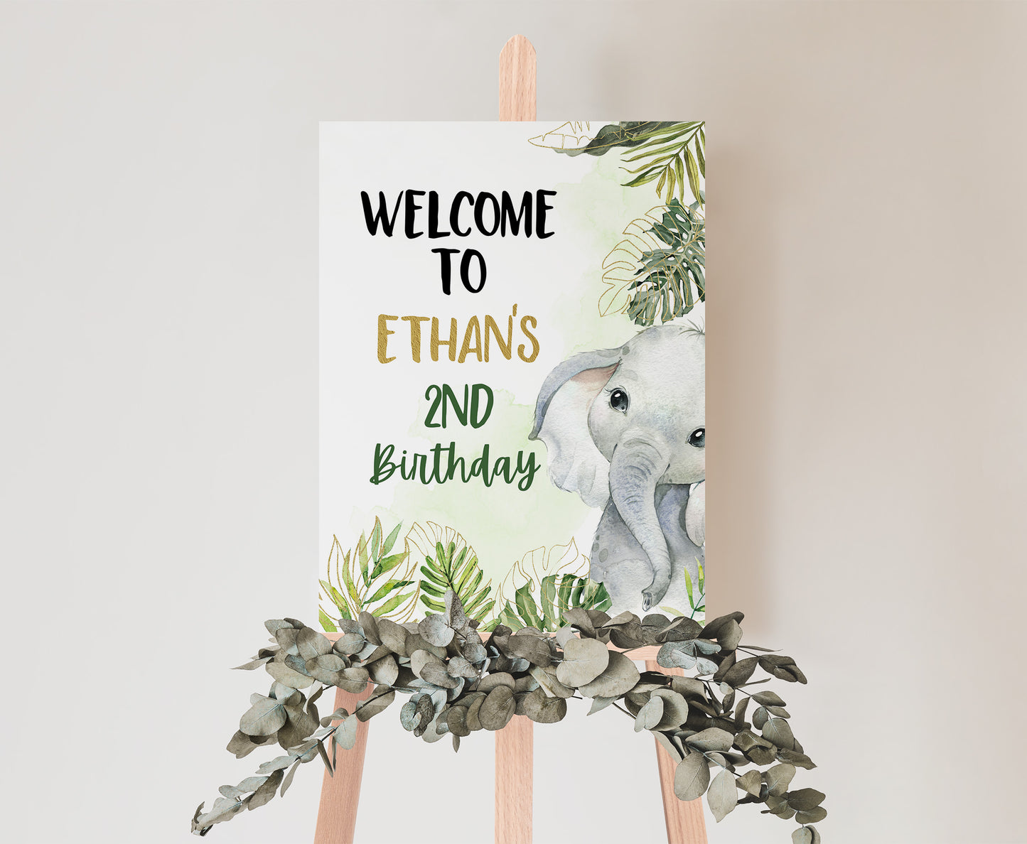 Elephant Welcome Sign Birthday | Safari Theme Party Decorations - 35A