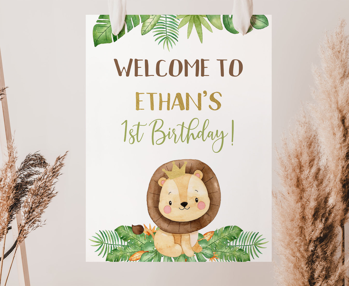 Lion Welcome Sign Birthday | Safari Theme Party Decorations - 35E