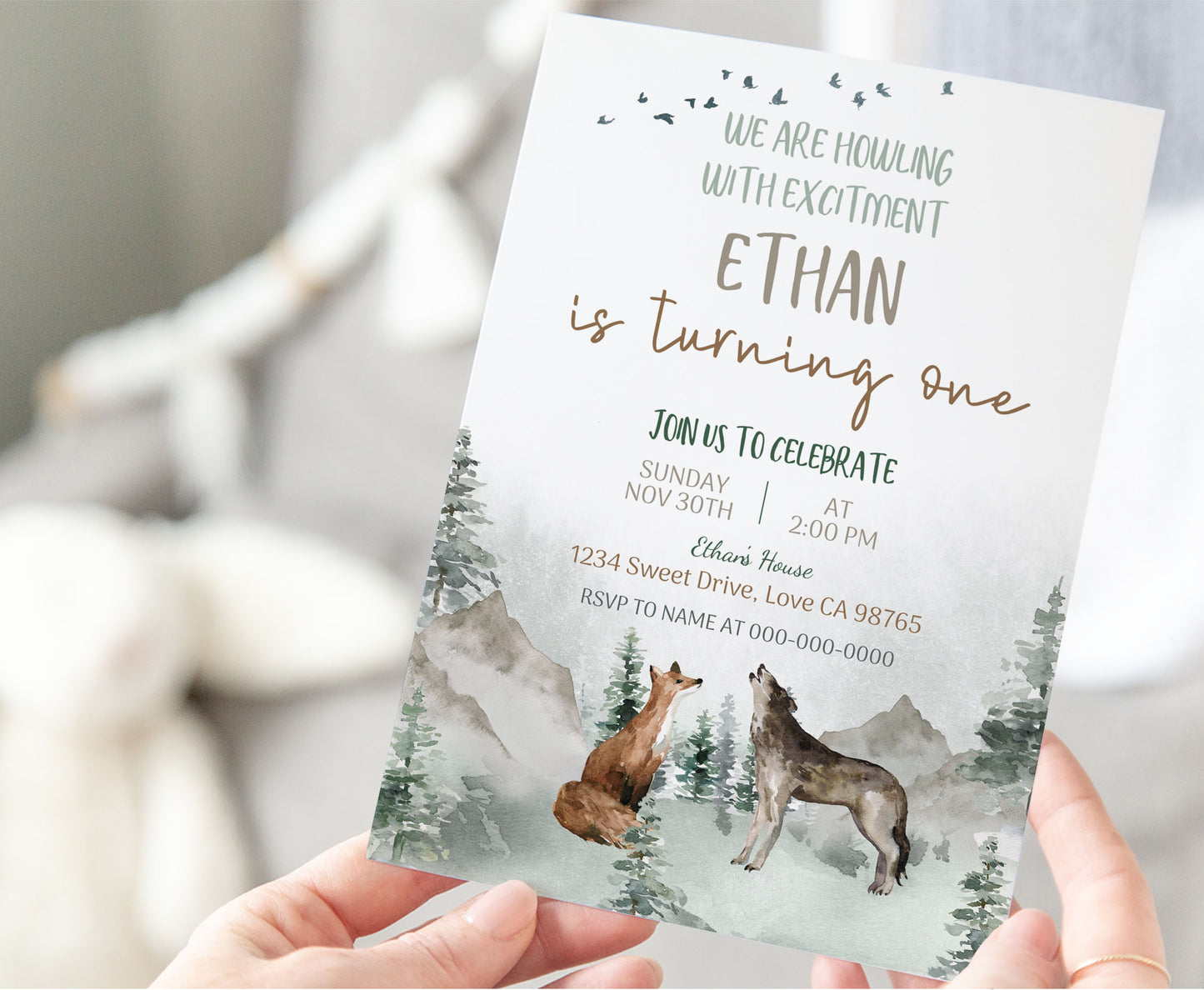 Woodland Animals Birthday Invitation | Editable Woodland Party Invite - 47H