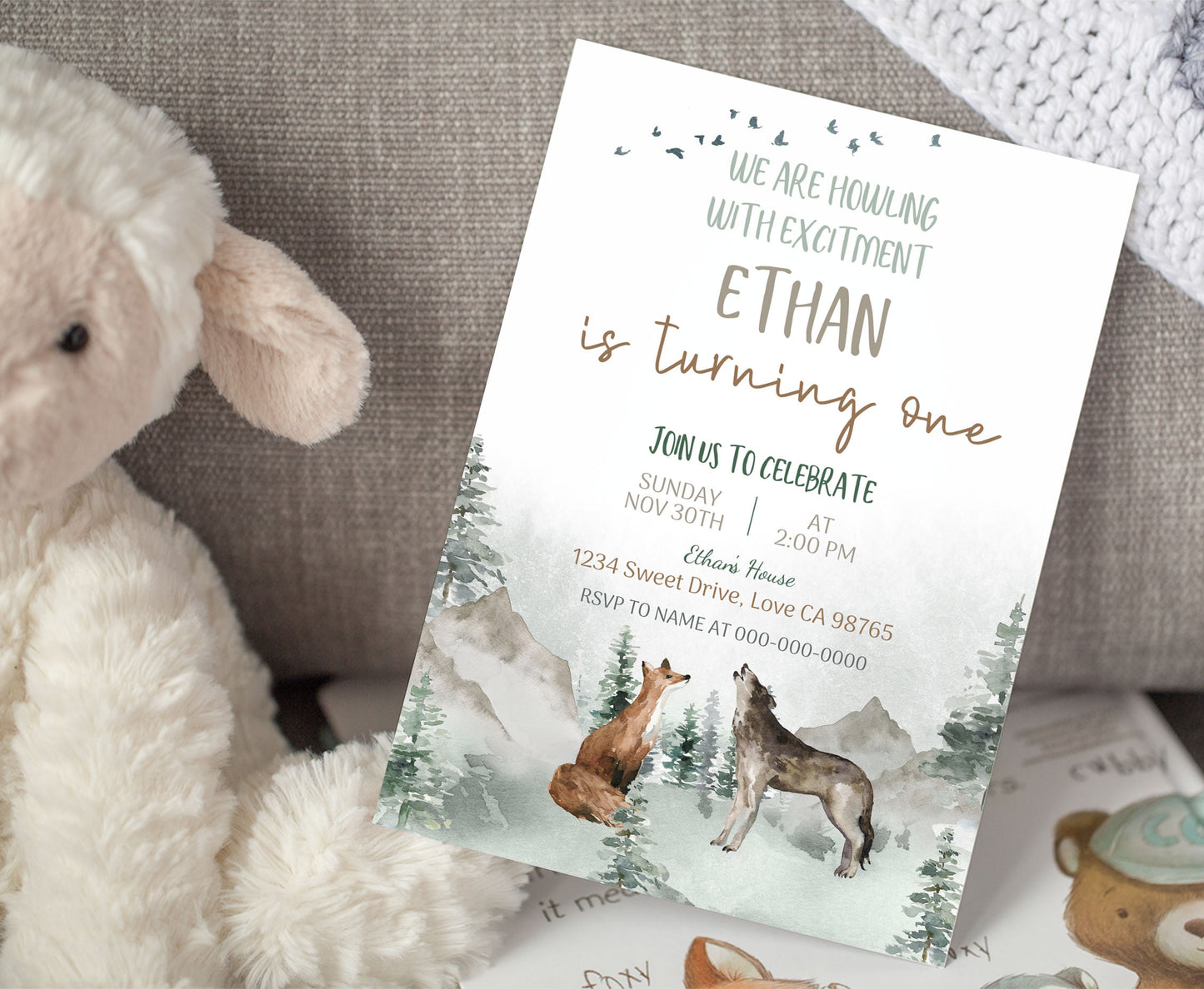 Woodland Animals Birthday Invitation | Editable Woodland Party Invite - 47H