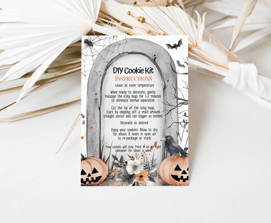 Editable Spooky Cookie Kit Instructions Card | Halloween DIY Cookie KIT card- 115