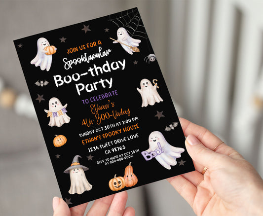 Editable Spooktacular Halloween Birthday Invitation | Kids Halloween Party Invite - 115R1