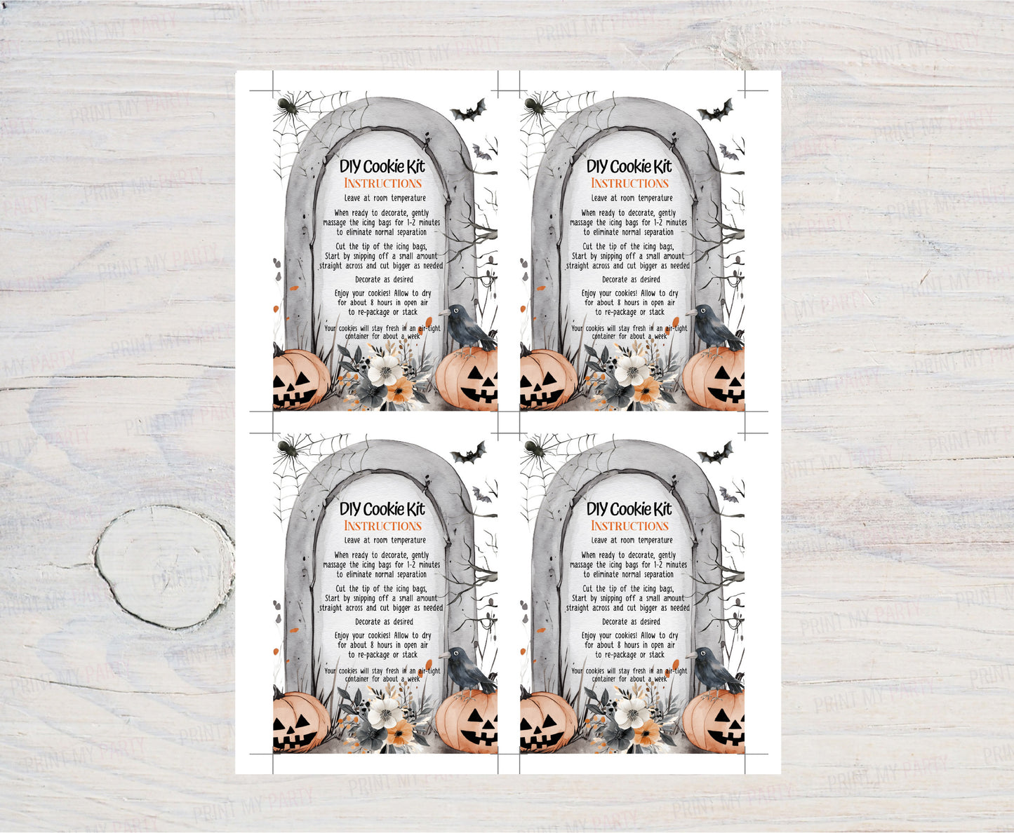 Editable Spooky Cookie Kit Instructions Card | Halloween DIY Cookie KIT card- 115