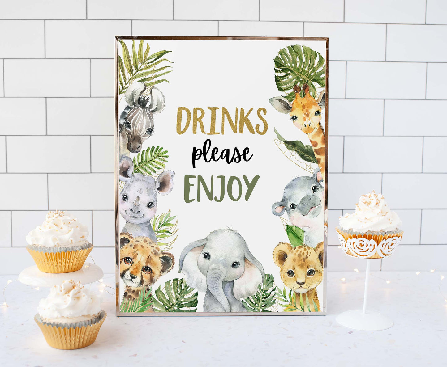 Drinks table Sign | Safari Animals Party Table Decorations - 35A