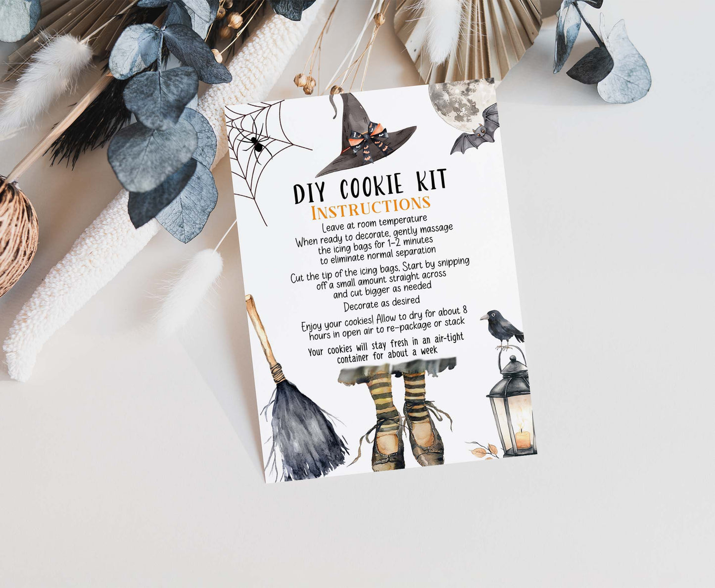 Editable Witch Cookie Kit Instructions Card | Halloween DIY Cookie KIT card- 115