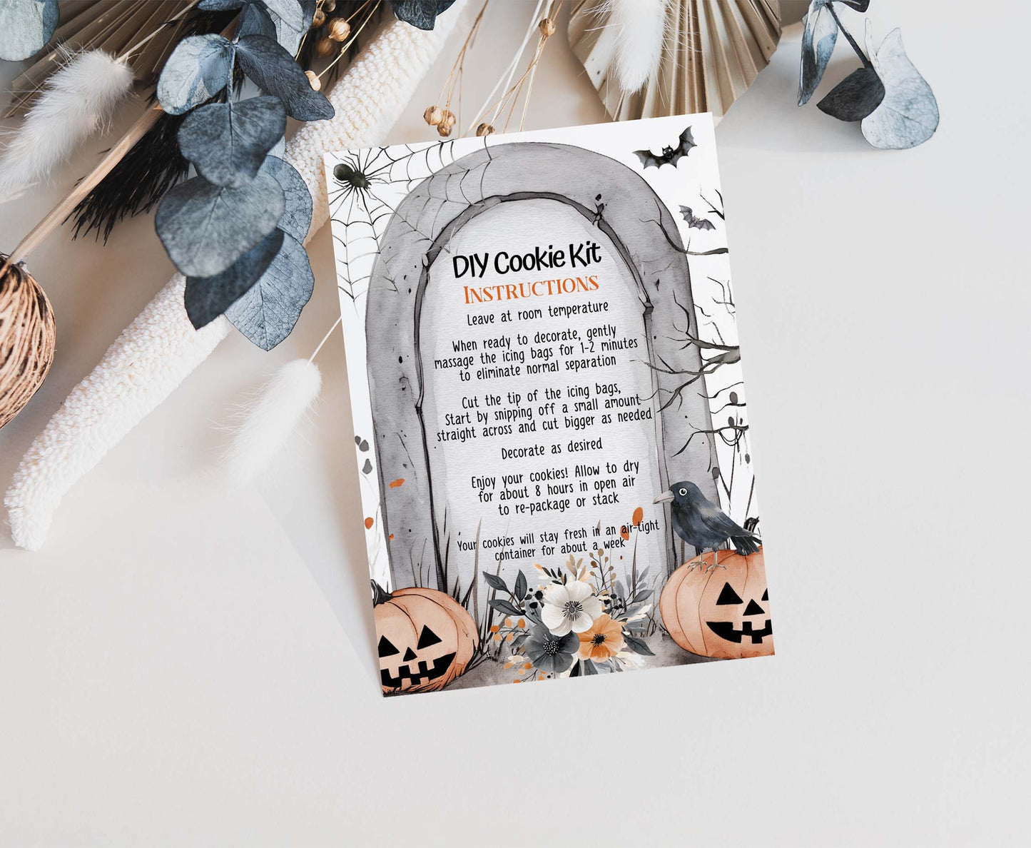 Editable Spooky Cookie Kit Instructions Card | Halloween DIY Cookie KIT card- 115