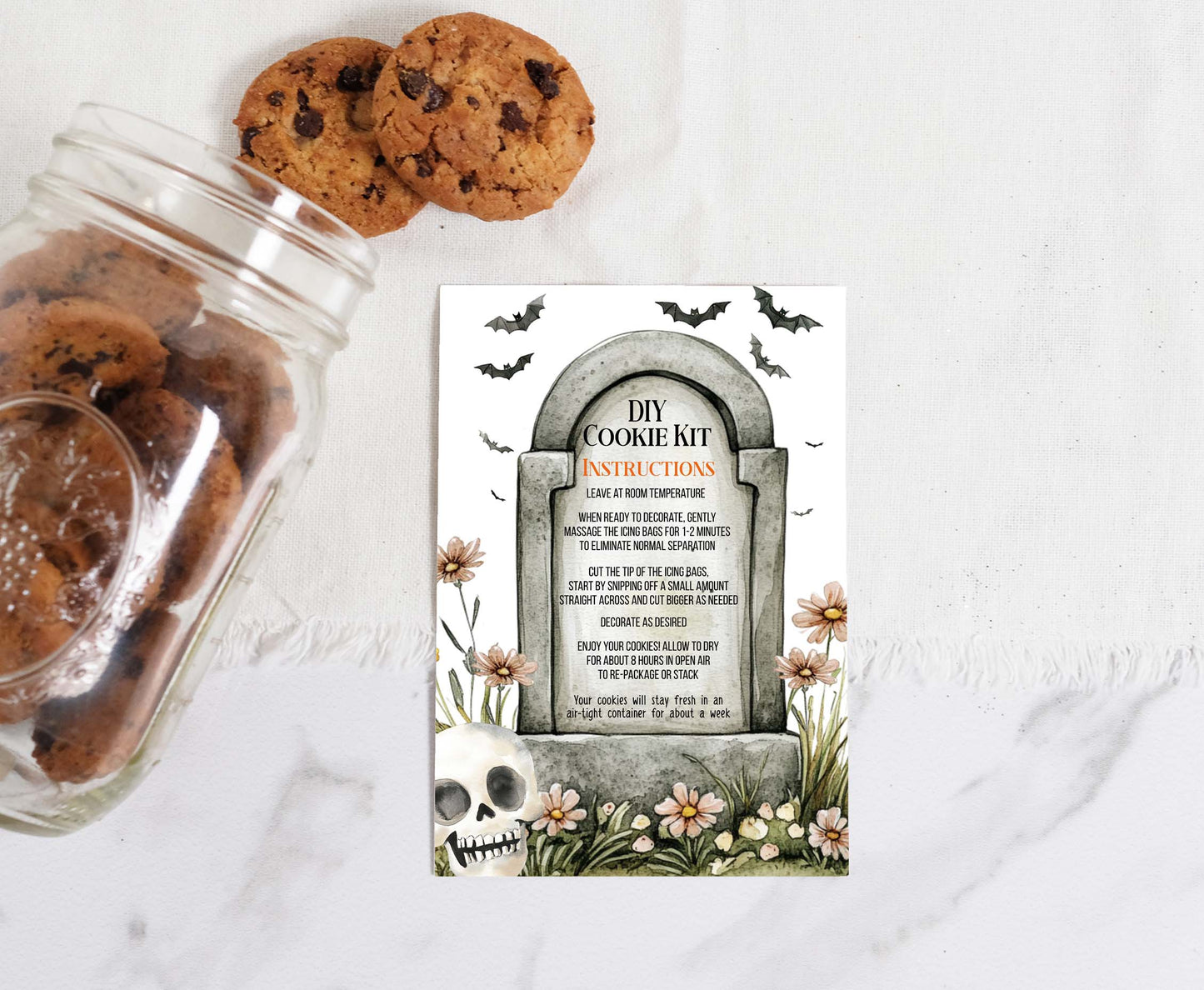 Editable Halloween Cookie Kit Instructions Card |Spooky DIY Cookie KIT card- 115