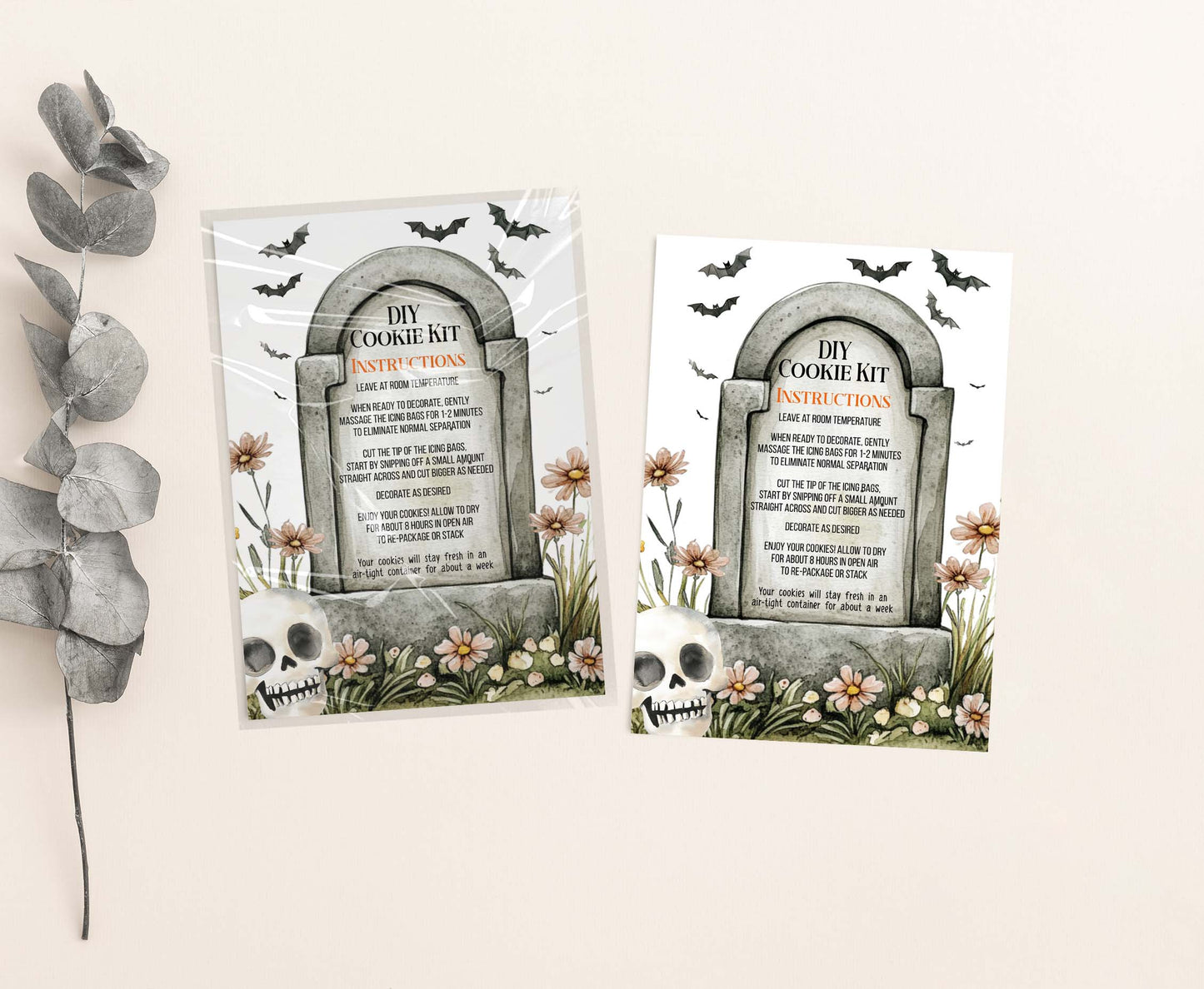 Editable Halloween Cookie Kit Instructions Card |Spooky DIY Cookie KIT card- 115