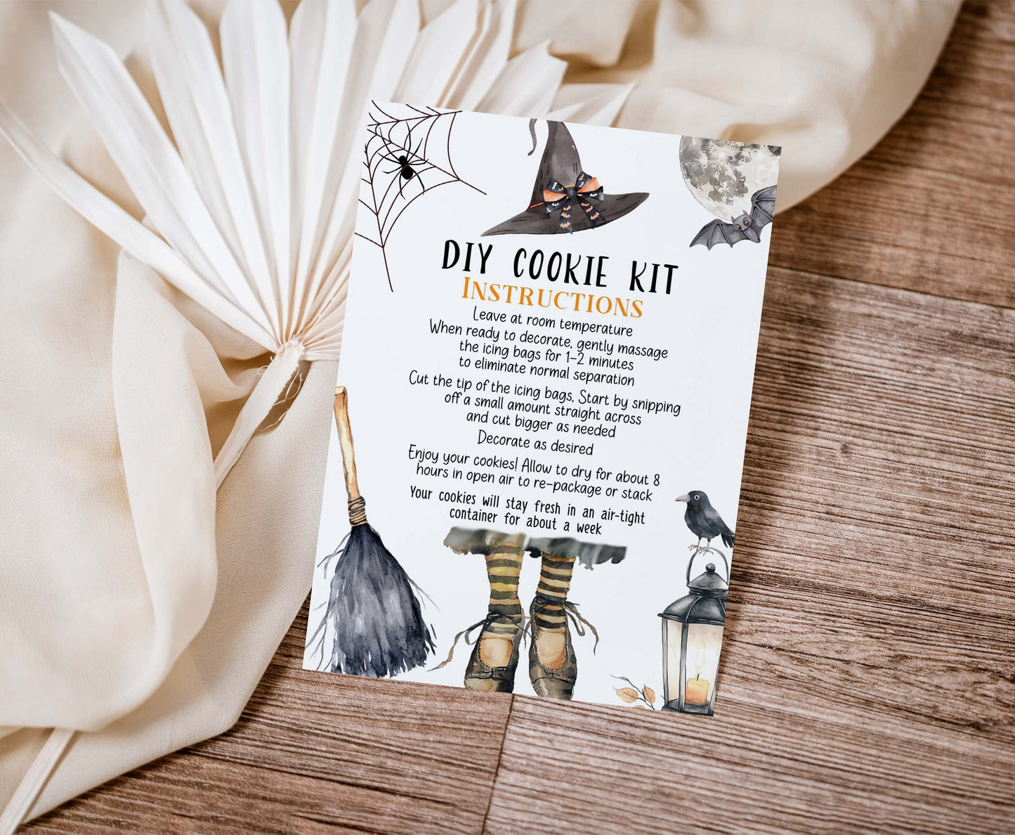 Editable Witch Cookie Kit Instructions Card | Halloween DIY Cookie KIT card- 115