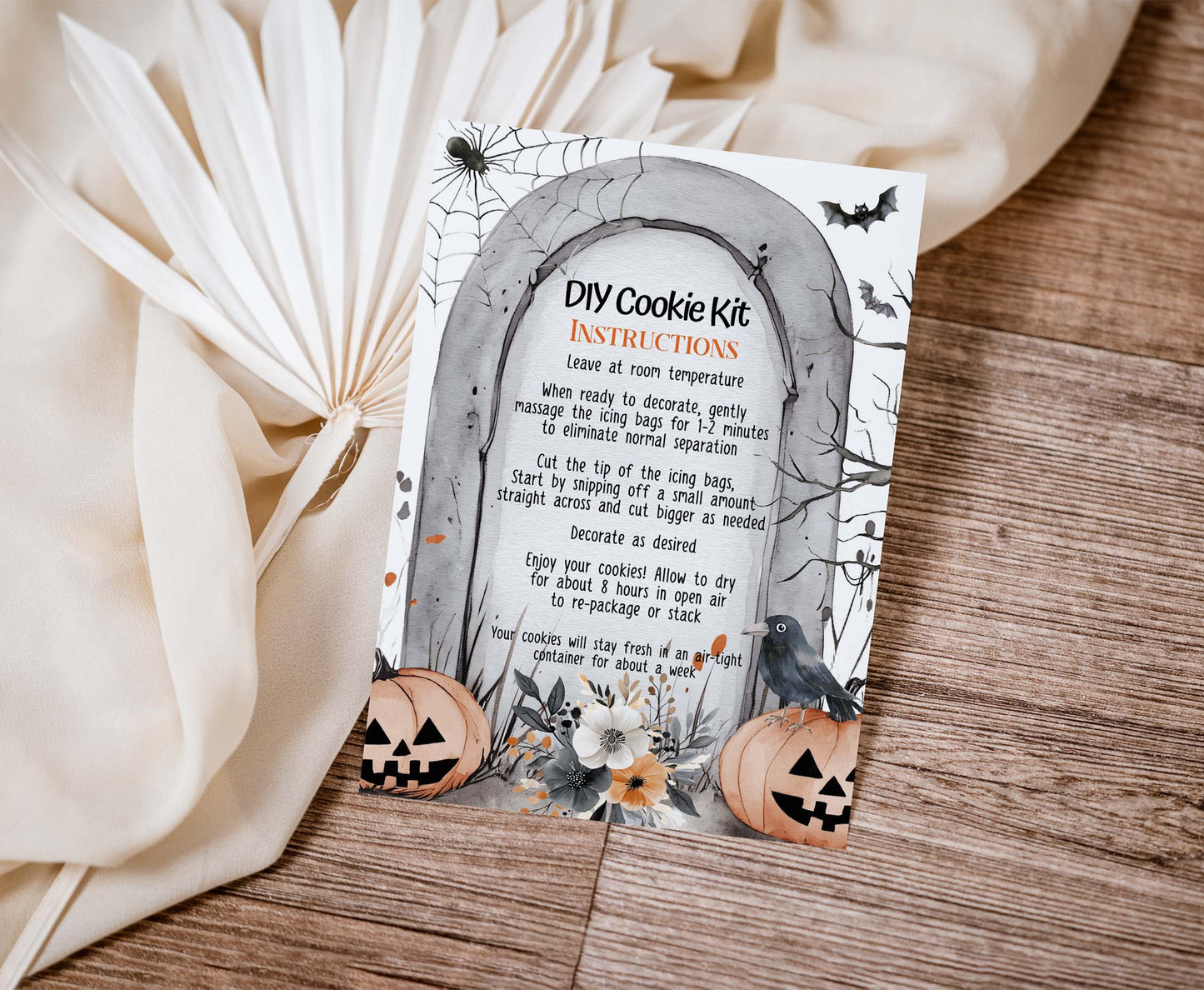 Editable Spooky Cookie Kit Instructions Card | Halloween DIY Cookie KIT card- 115