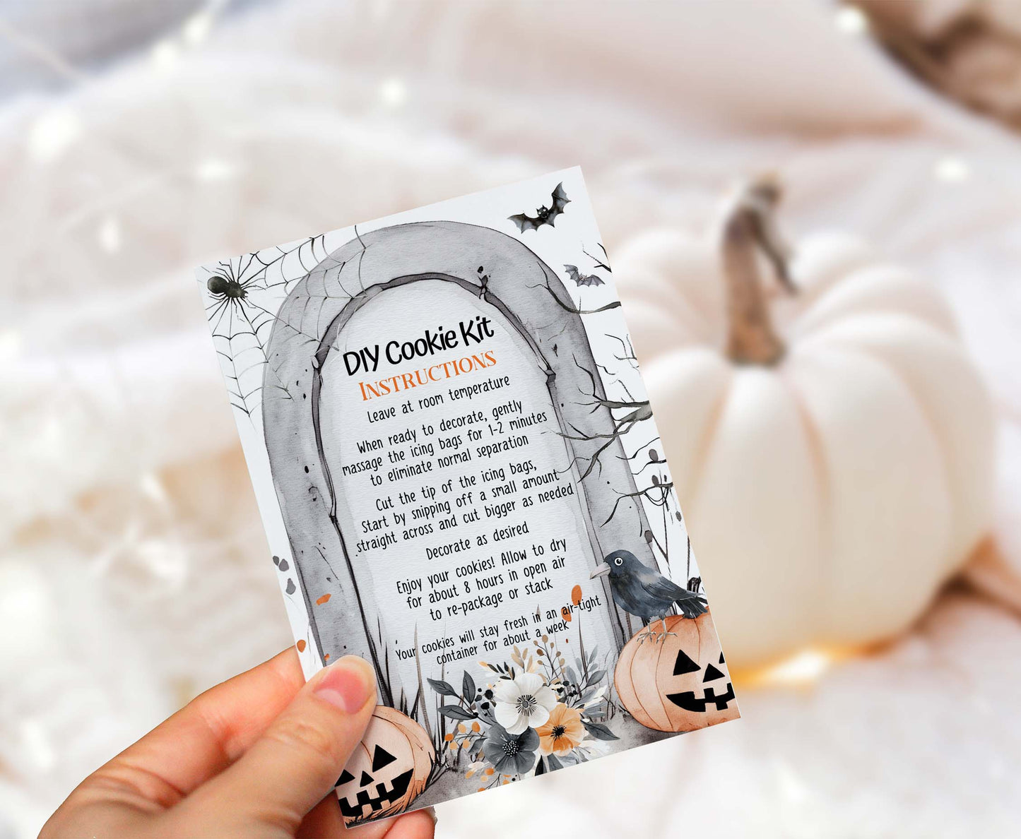 Editable Spooky Cookie Kit Instructions Card | Halloween DIY Cookie KIT card- 115