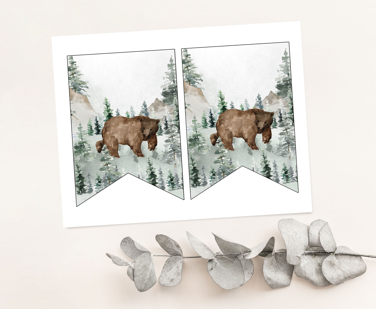 Editable Bear Banner | Woodland Party Decorations - 47H
