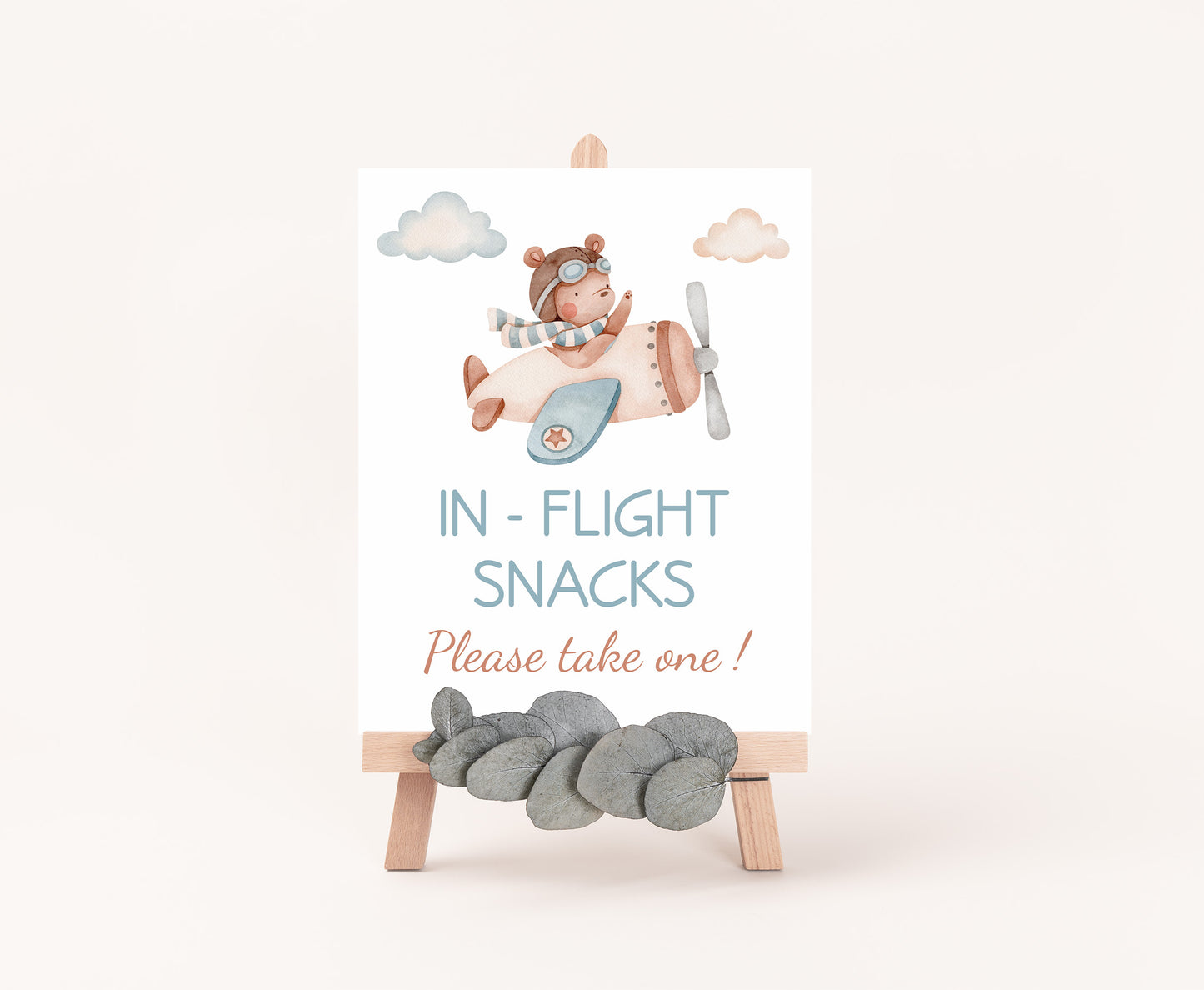 In-Flight snacksl Airplane Table Sign Printable | Aviator party Decoration - 76C