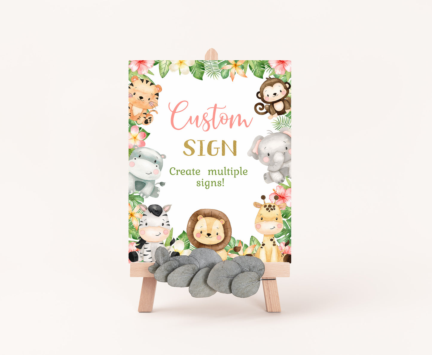 Custom Safari Table Sign | Jungle Theme Party Decorations - 35E (Copy)