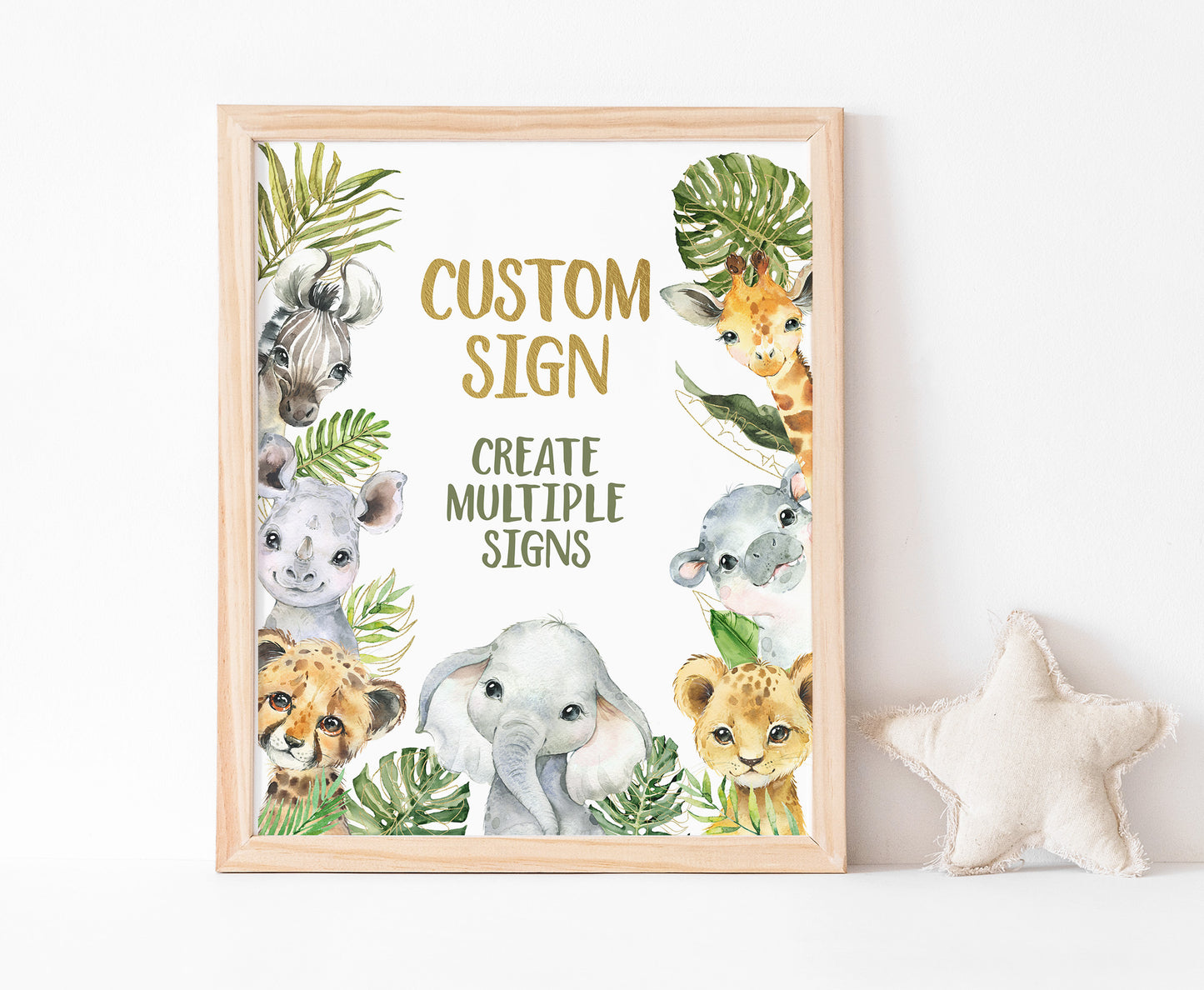 Custom Safari Table Sign | Jungle Theme Party Decorations - 35A