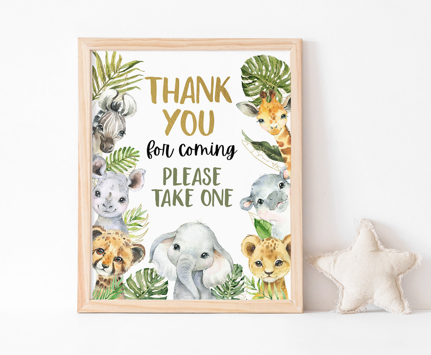 Thank you for coming Sign | Safari Animals Party Table Decorations - 35A
