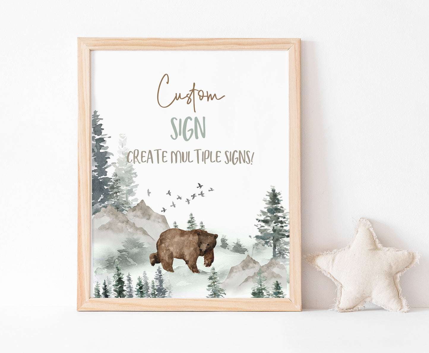 Custom Bear Table Sign | Woodlaand Theme Party Decorations - 47H