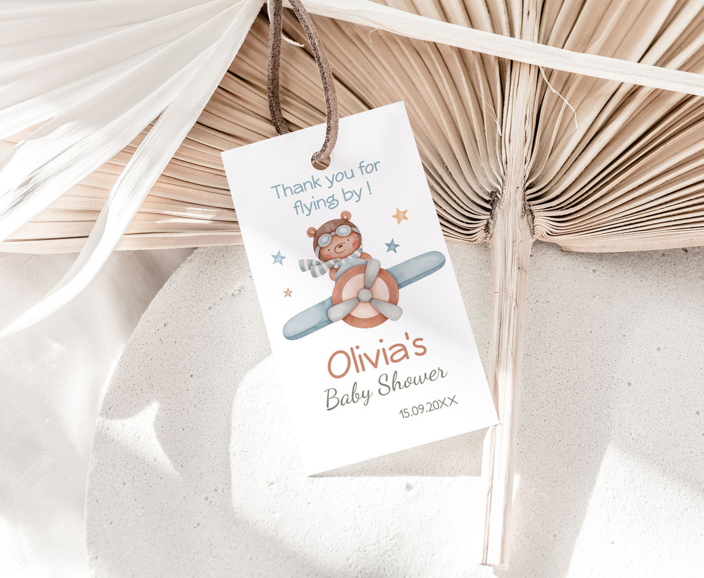 Aviator Thank You for flying byTags | Airplane Baby Shower Gift Tags - 76C