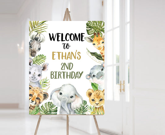 Safari Welcome Sign Birthday | Jungle Theme Party Decorations - 35A