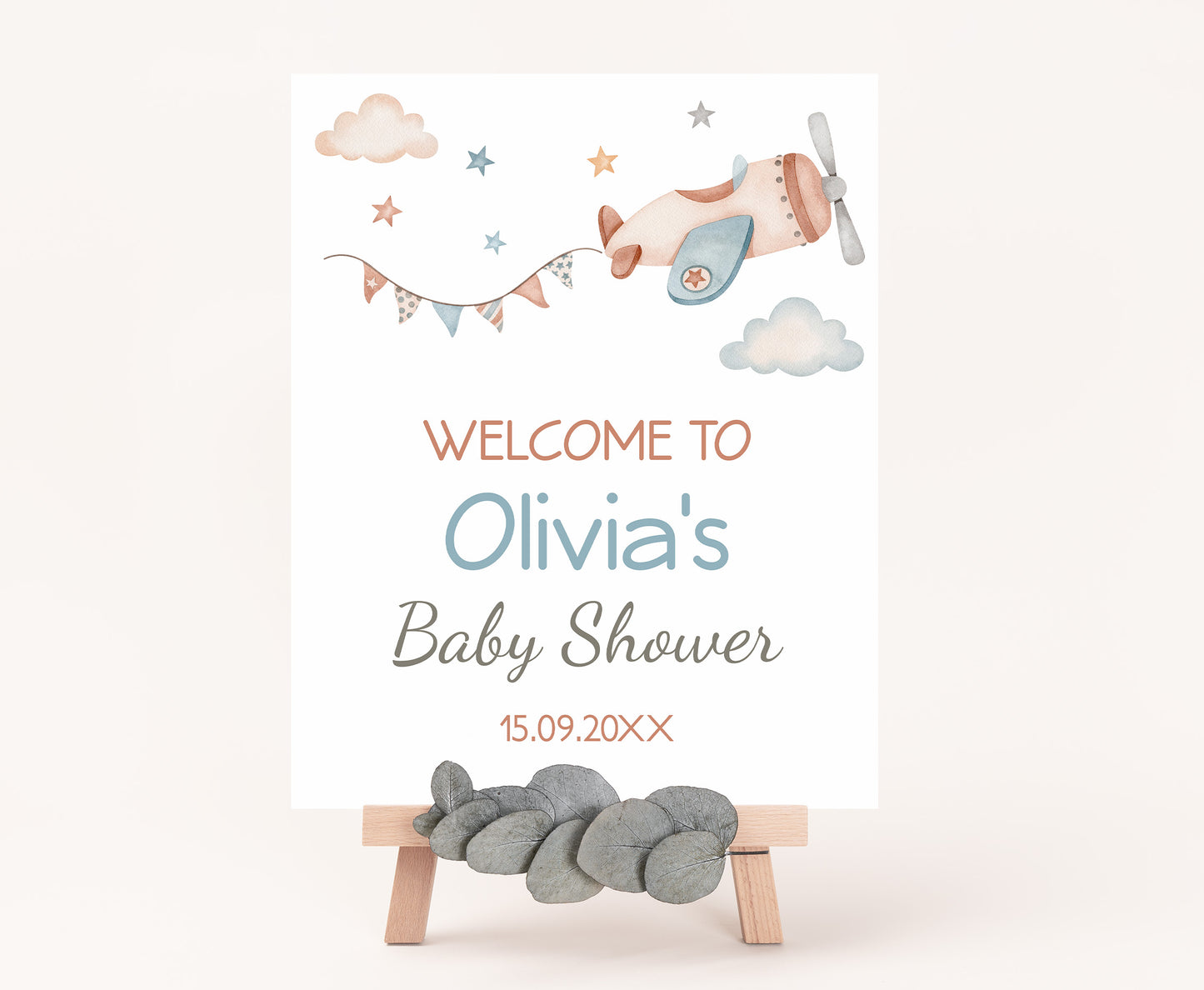 Editable Airplane Welcome Sign | It's a boy Baby shower decorations - 76C