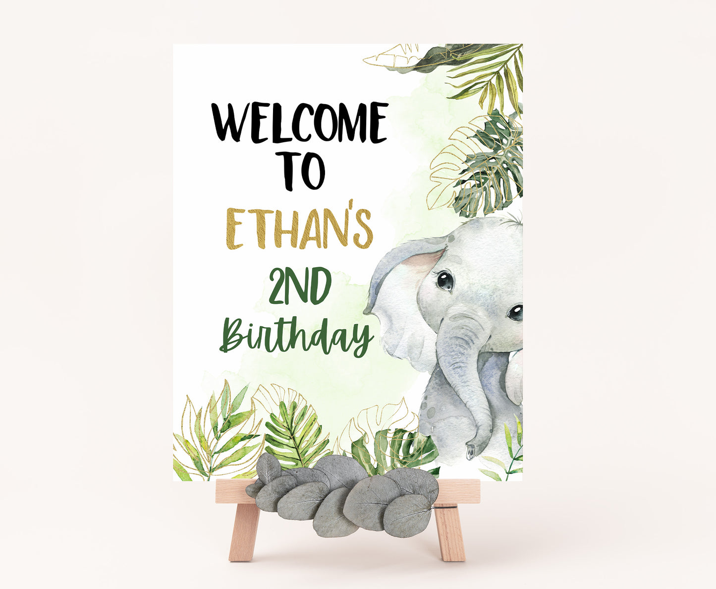 Elephant Welcome Sign Birthday | Safari Theme Party Decorations - 35A