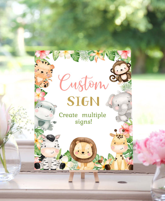 Custom Safari Table Sign | Jungle Theme Party Decorations - 35E (Copy)