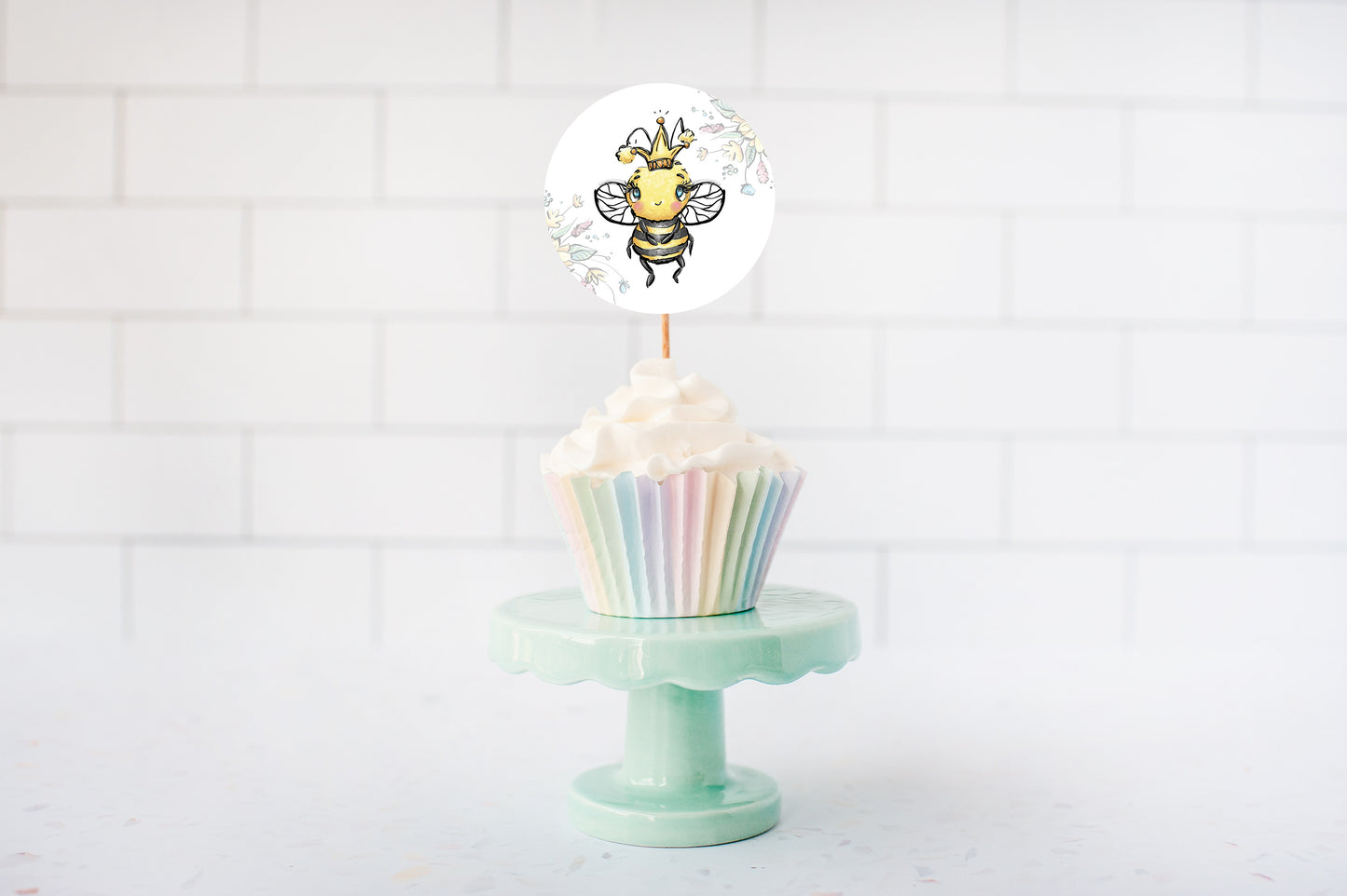Bee 2nd Birthday Cupcake Toppers 2" | Bumble Bee Themed Party Decorations - 61A