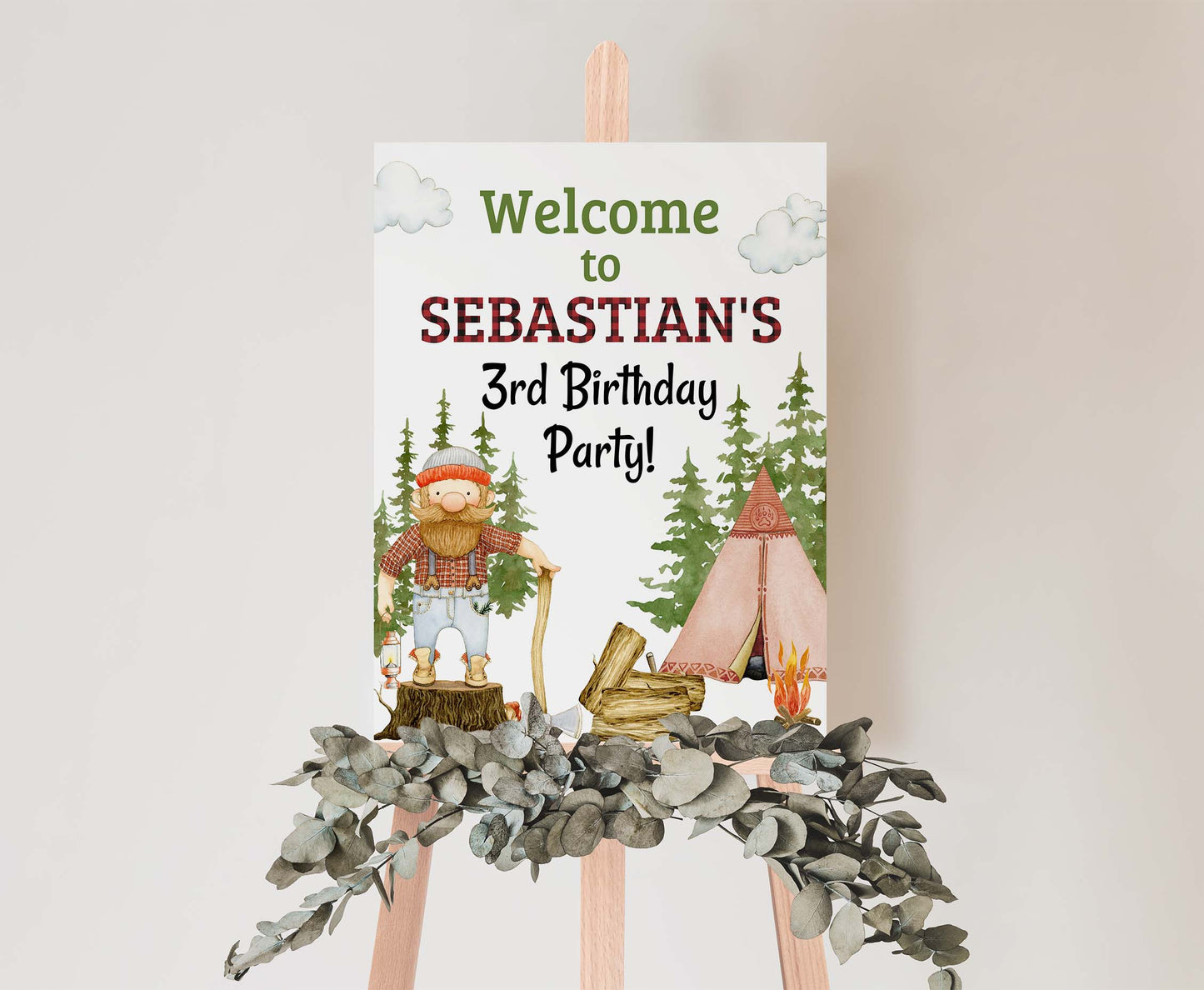 Editable Lumberjack Welcome Sign | Lumberjack birthday party decorations - 19A