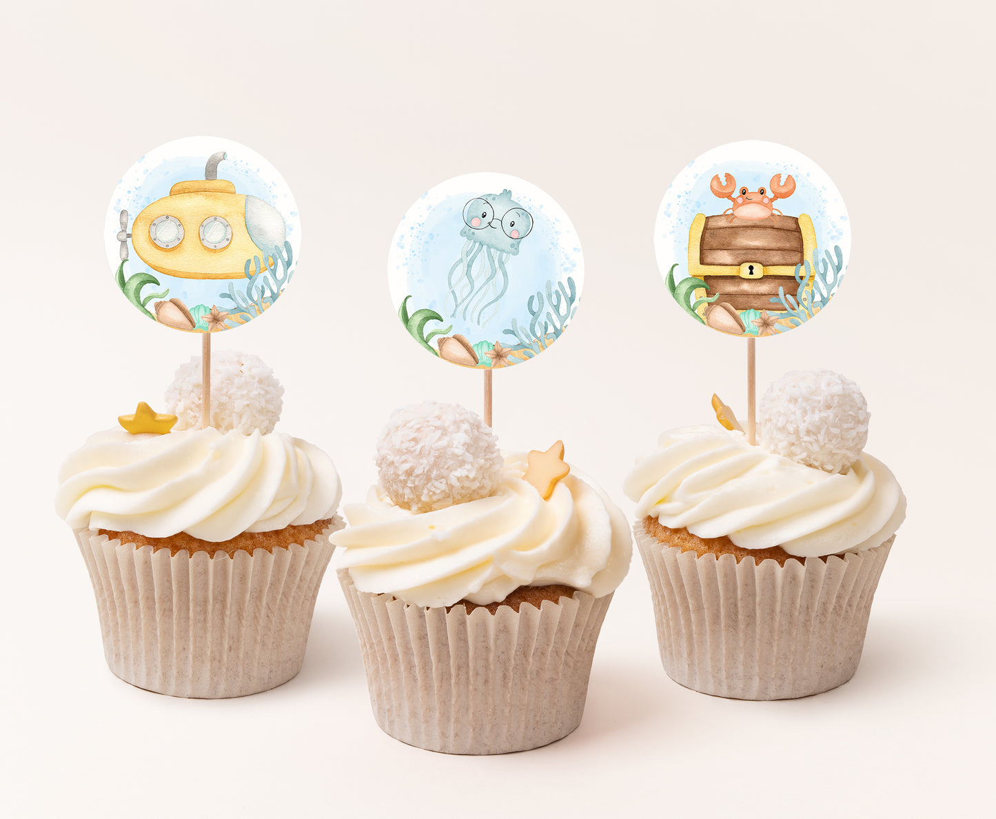 Under the Sea Cupcake Toppers | Ocean Themed Party Decorations - 44A