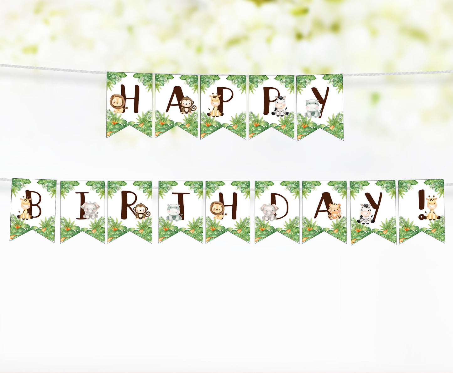 Safari Birthday Banner | Jungle Theme Printable Party Decorations - 35E