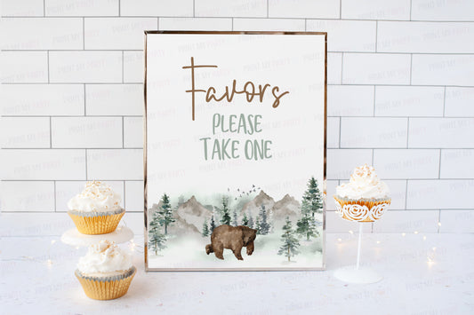 Woodland Favors Sign | Forest Animals Party Decorations - 47H