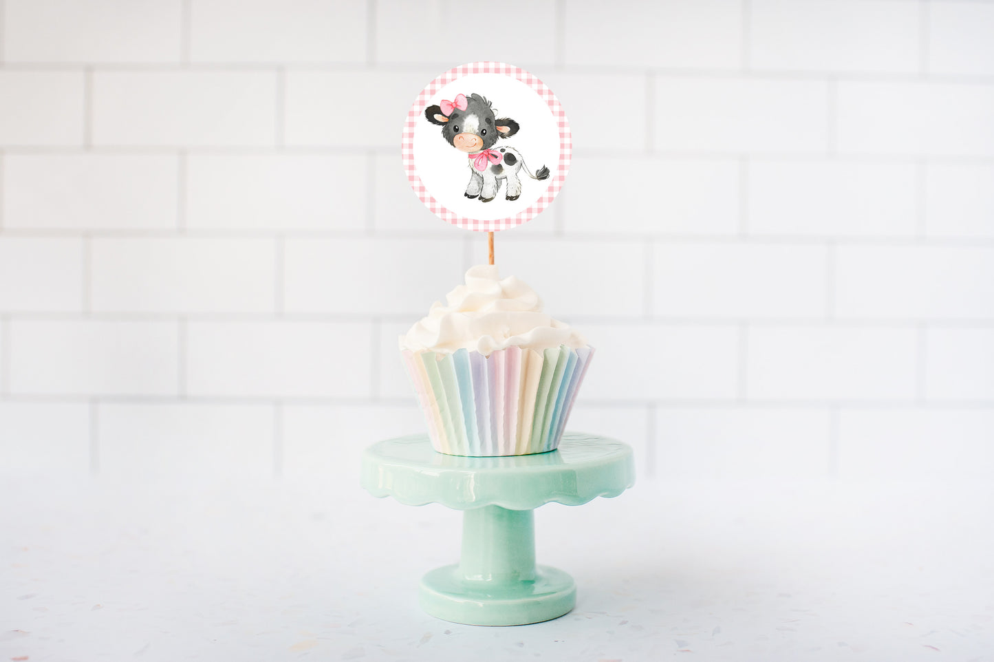 Farm Gender Reveal Cupcake Toppers | Cow Boy or Girl Cupcake Picks - 11C3