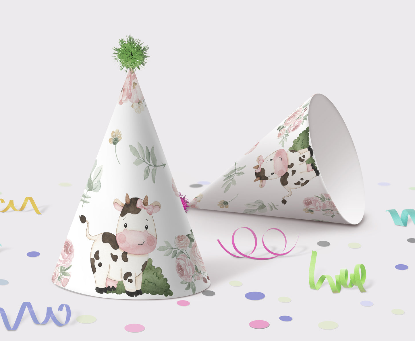 Cow Party Hats | Girl Farm Themed Birthday Party Decorations - 11A