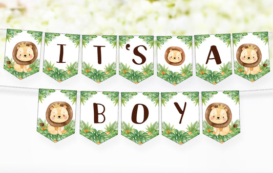 Lion Baby Shower/ It's a Boy Banner | Safari Baby Shower Decorations - 35E