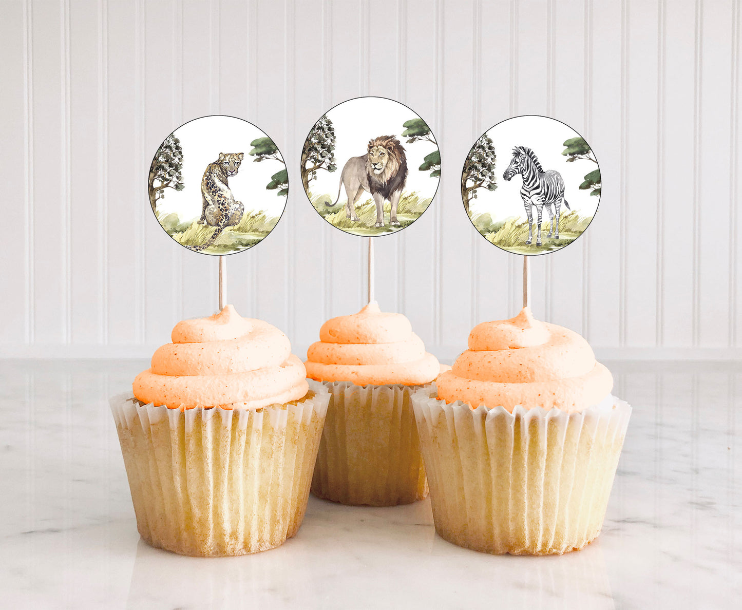 Two wild Safari Cupcake Toppers | Safari 2nd Birthday Cupcake Picks - 35I