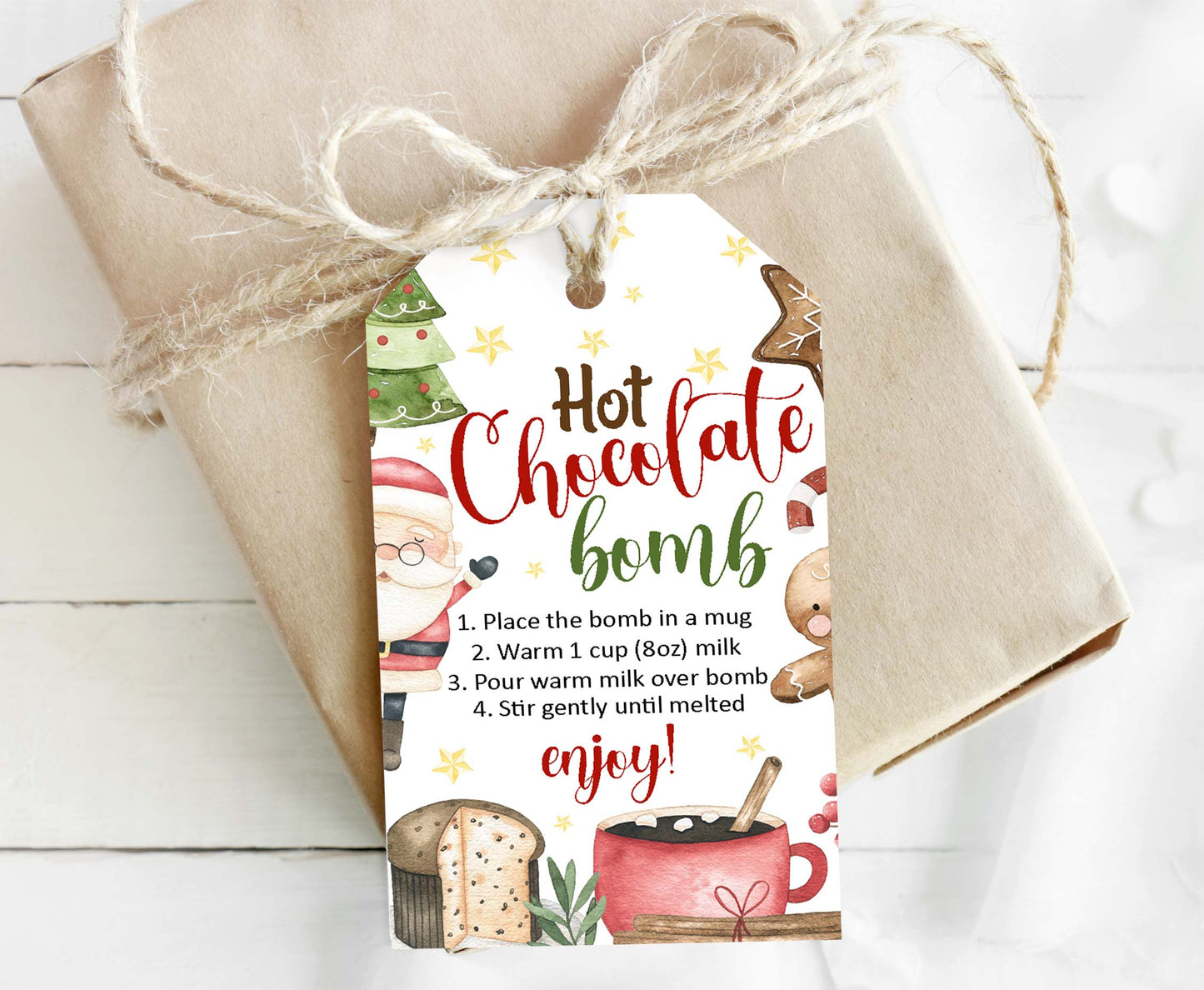 Hot cocoa bomb Tags | Christmas Hot Chocolate Bomb Instructions Favor Tags - 112