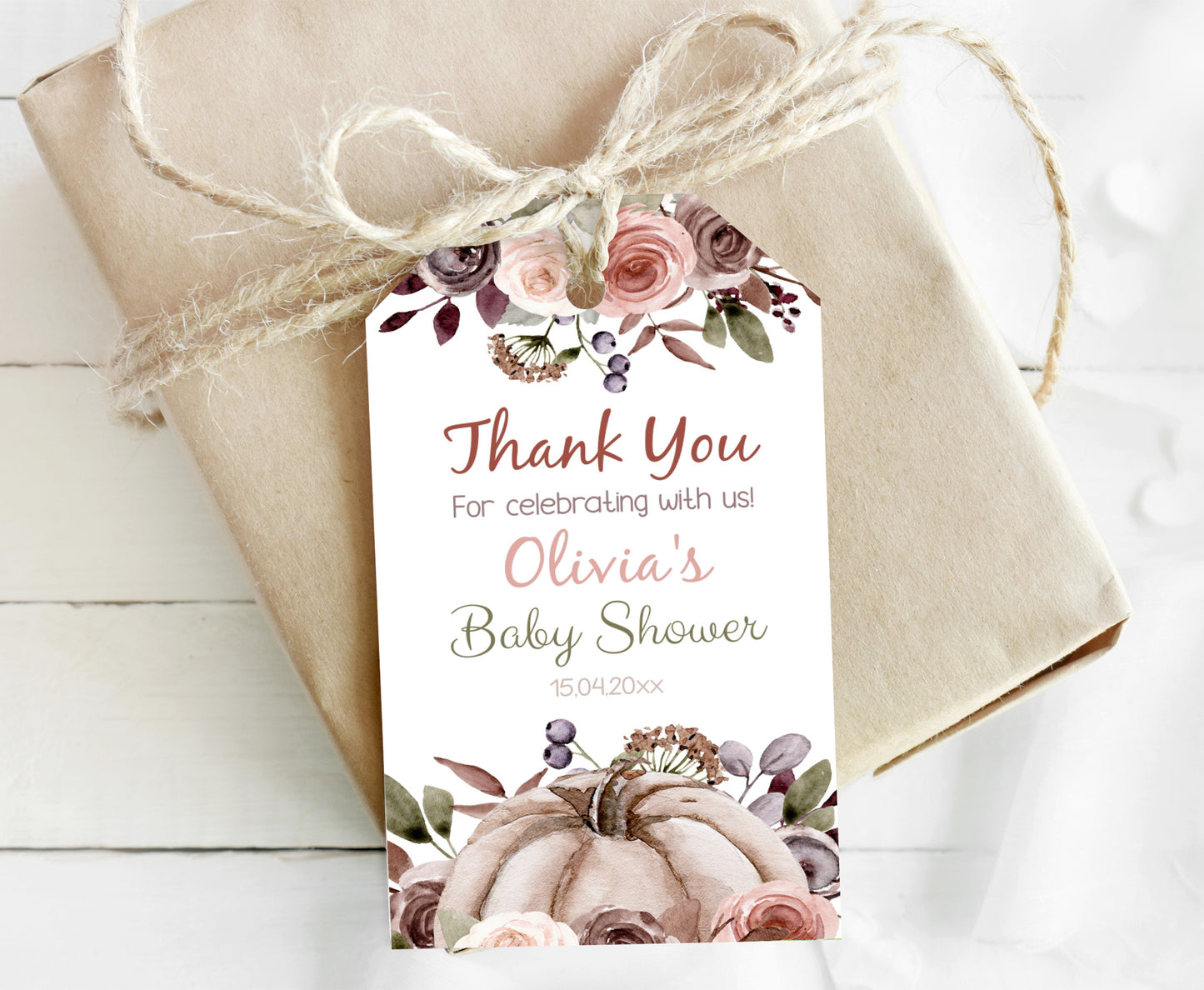 Autum Thank You Tags | Editable Pumpkin Baby Shower Decorations - 30I