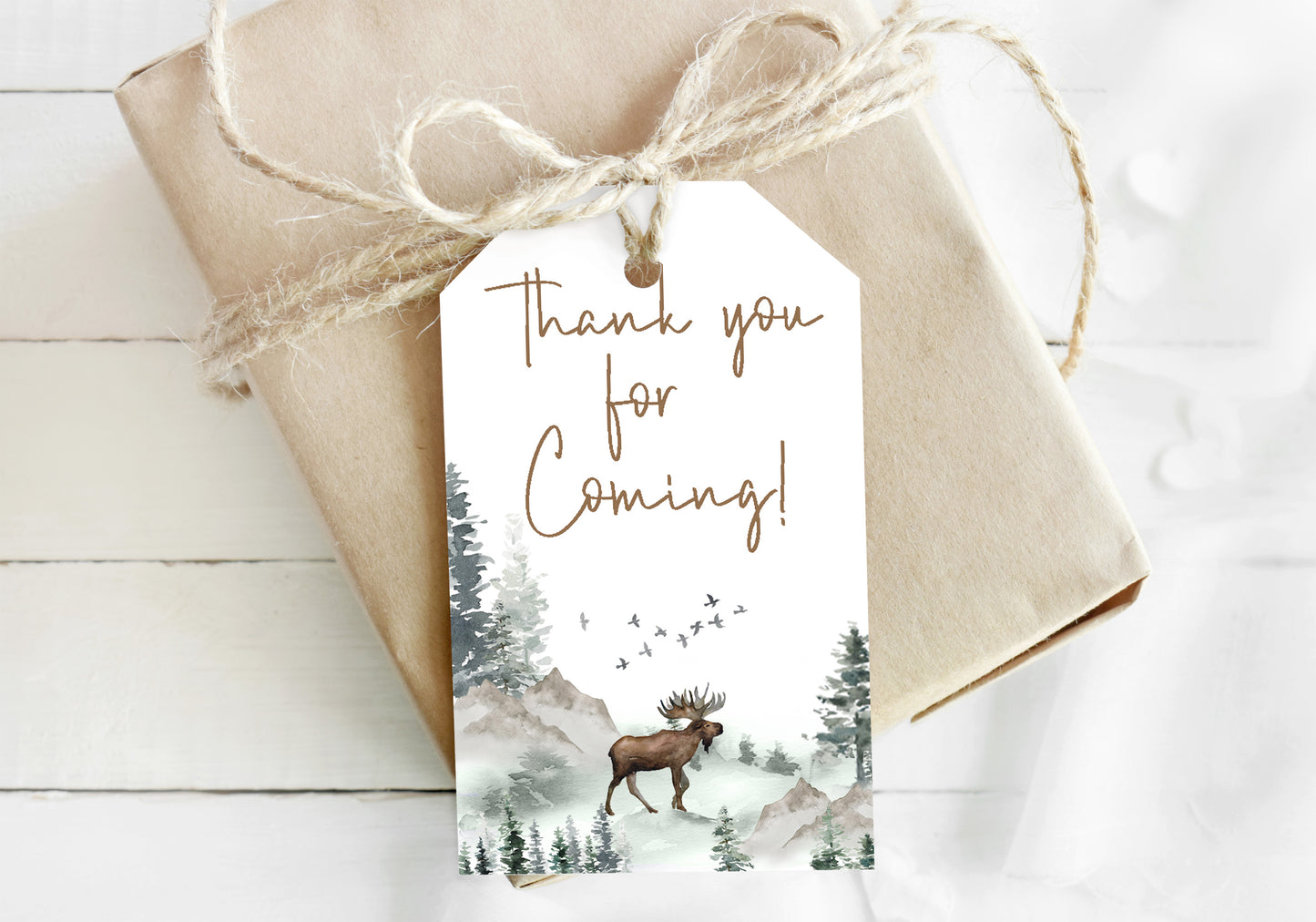 Moose Thank You Tags | Woodland Party Favor Tags - 47H