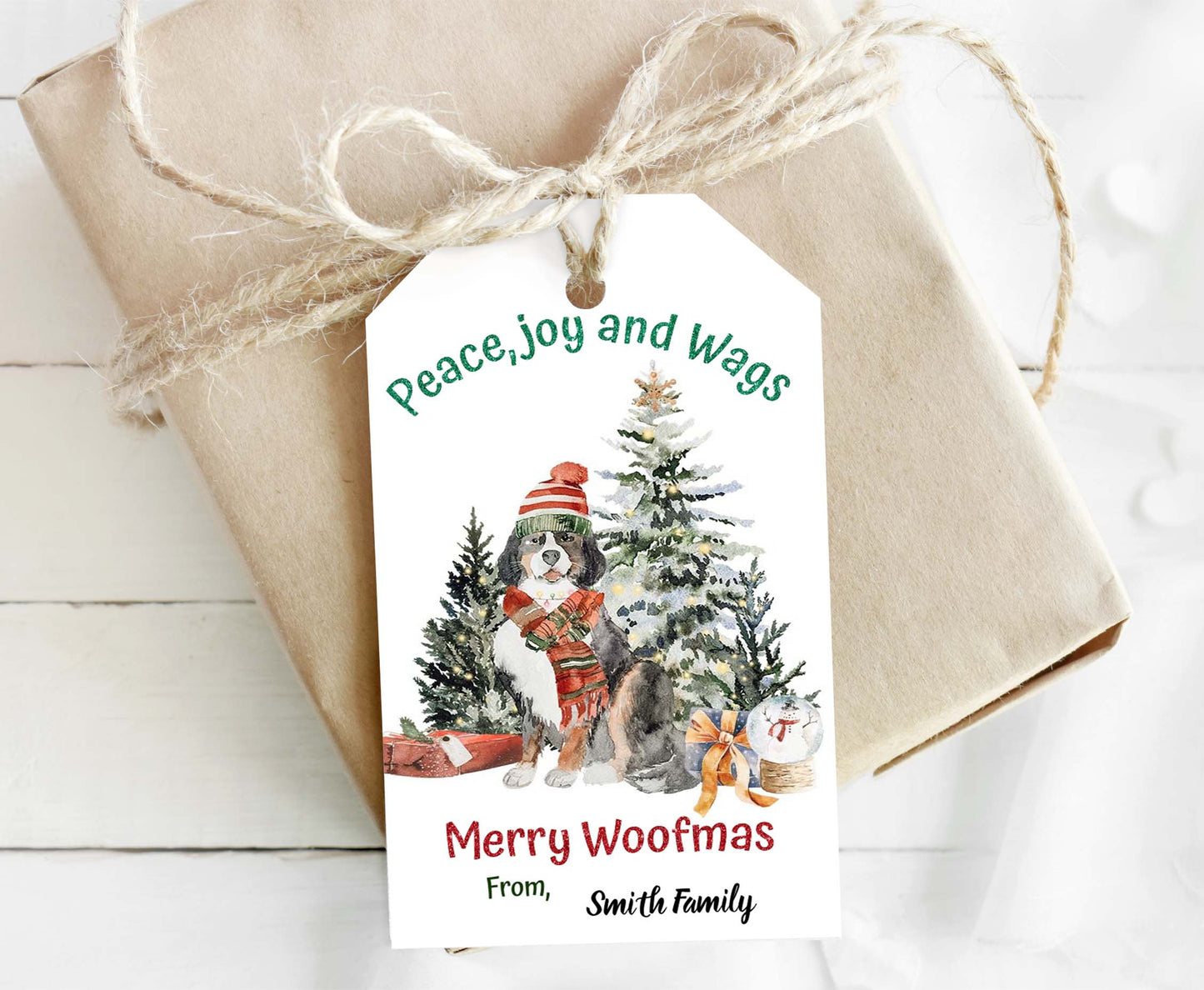 Editable Merry Woofmas Thank You Tags | Christmas Dog Favor Tags - 112