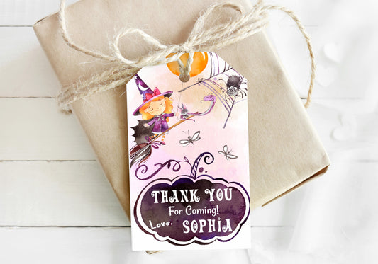 Editable Witch Thank You Tags | Halloween Themed Party Favor Tags - 115C