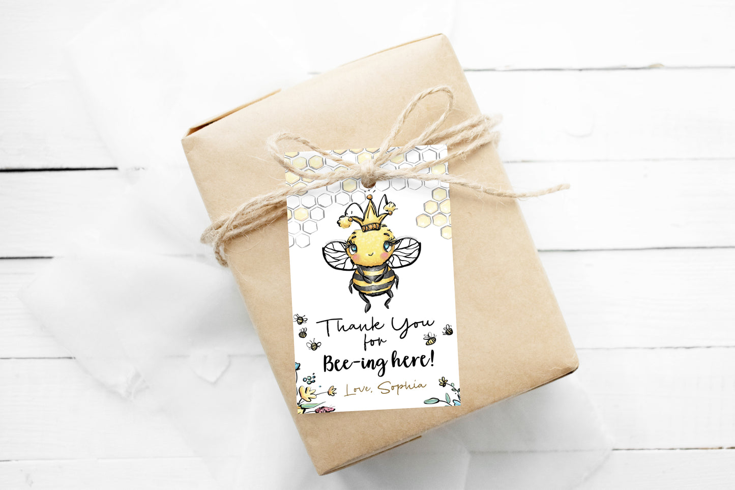 Editable Thank You for Bee-ing here Tags | Bee Themed Party Favor Tags - 61A