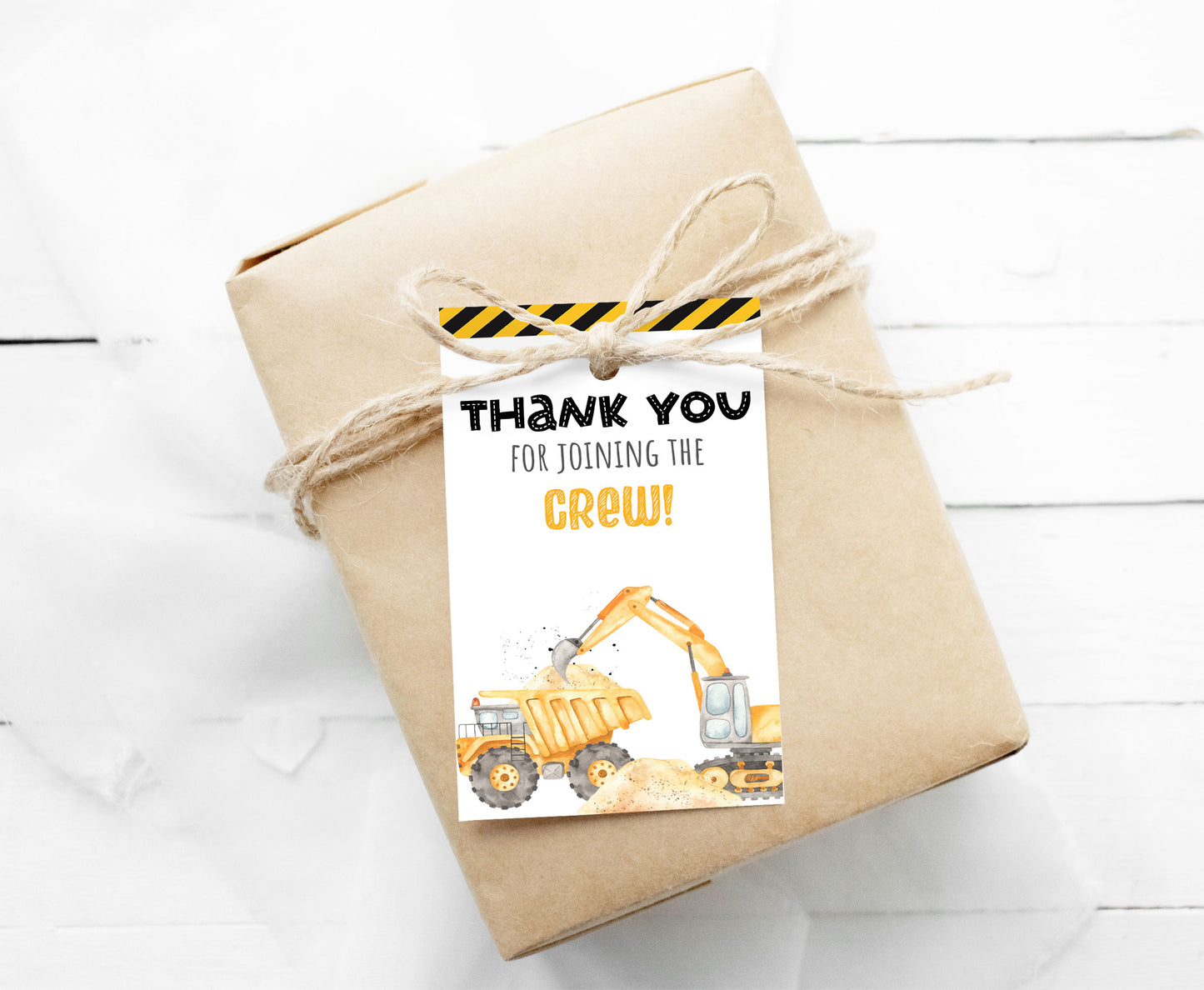 Construction Thank You Tags | Dump Truck Birthday Party Favor Tags - 07A