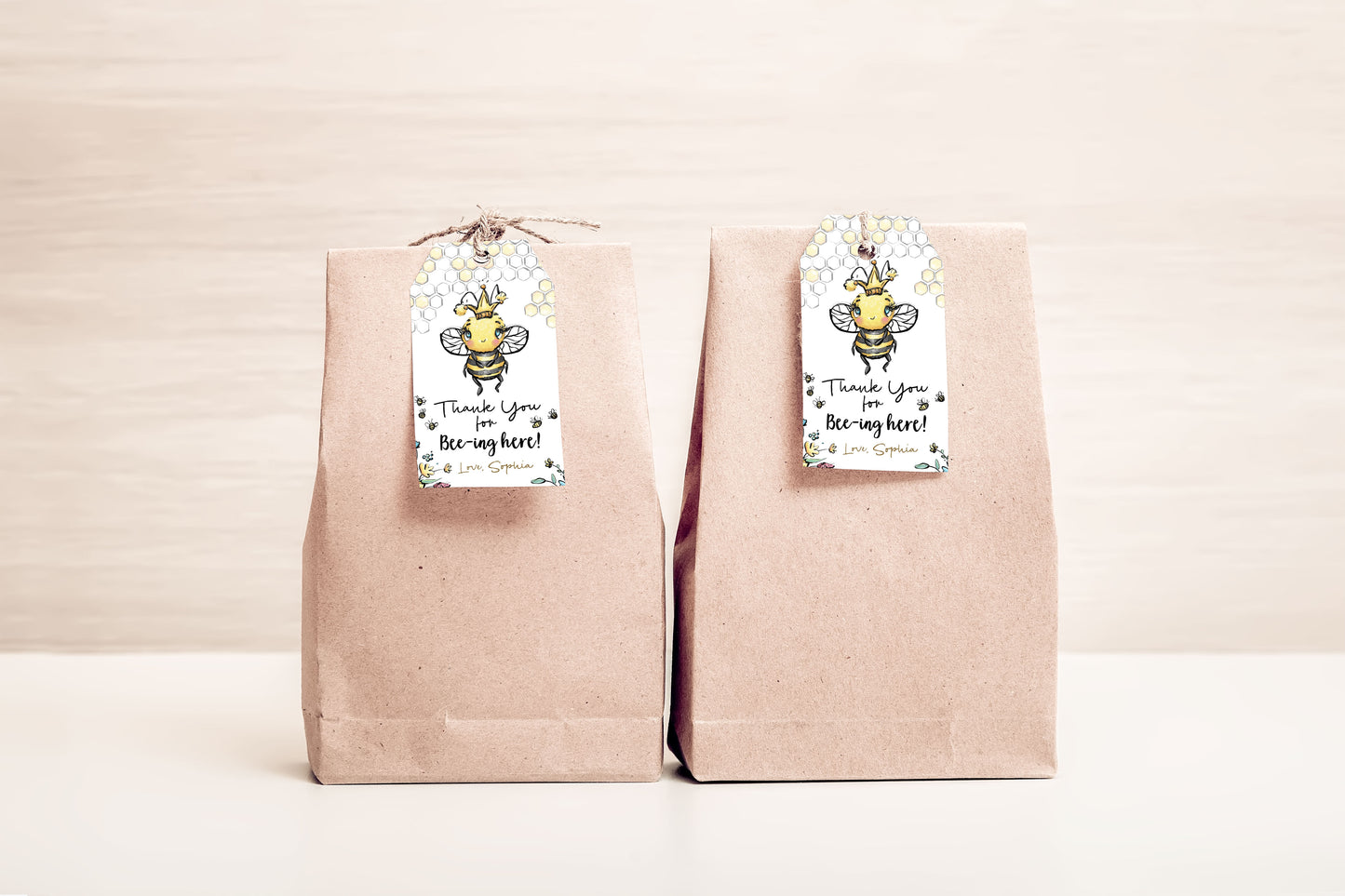 Editable Thank You for Bee-ing here Tags | Bee Themed Party Favor Tags - 61A
