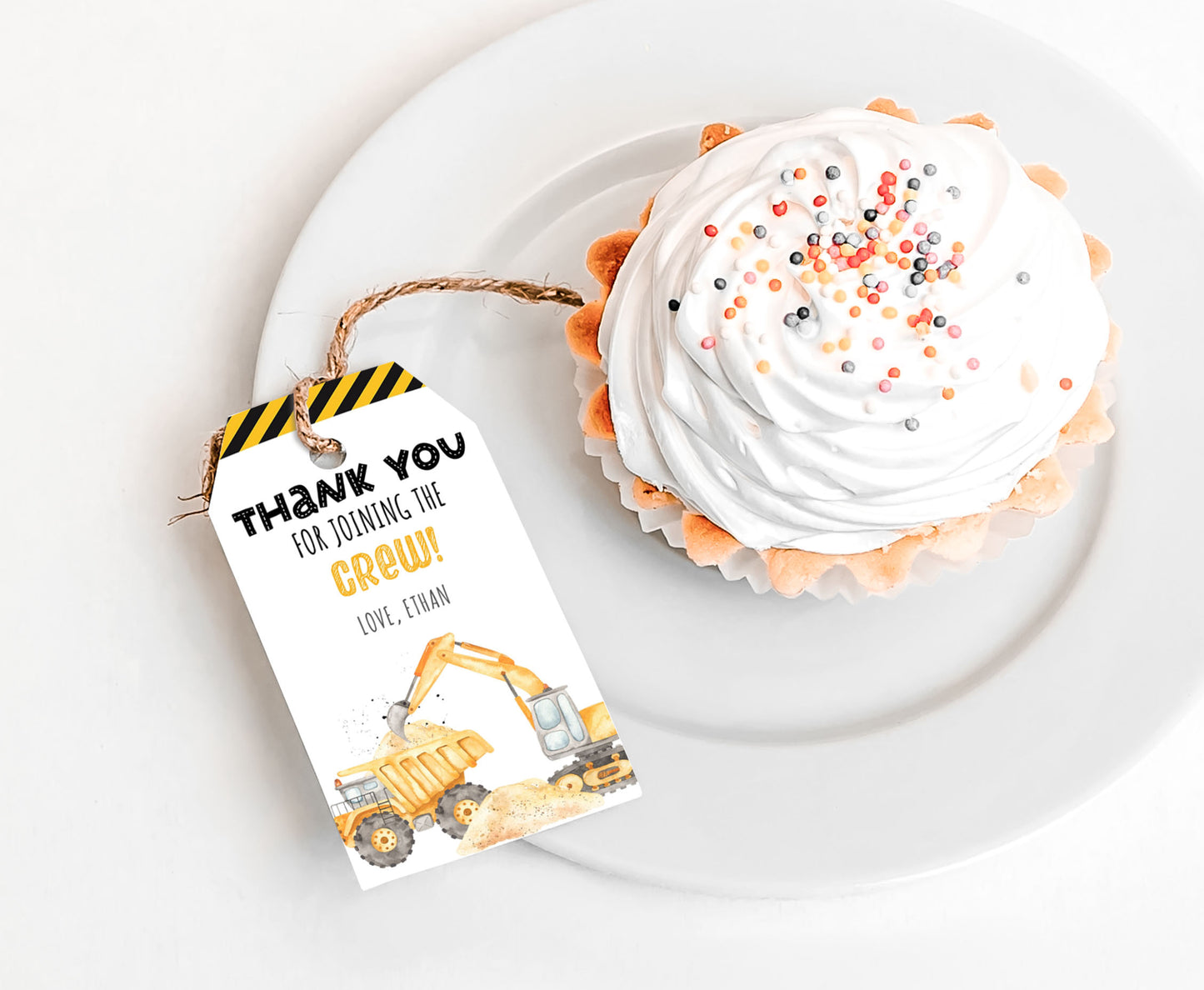 Editable Construction Thank You Tags | Construction Birthday Party Printable - 07A