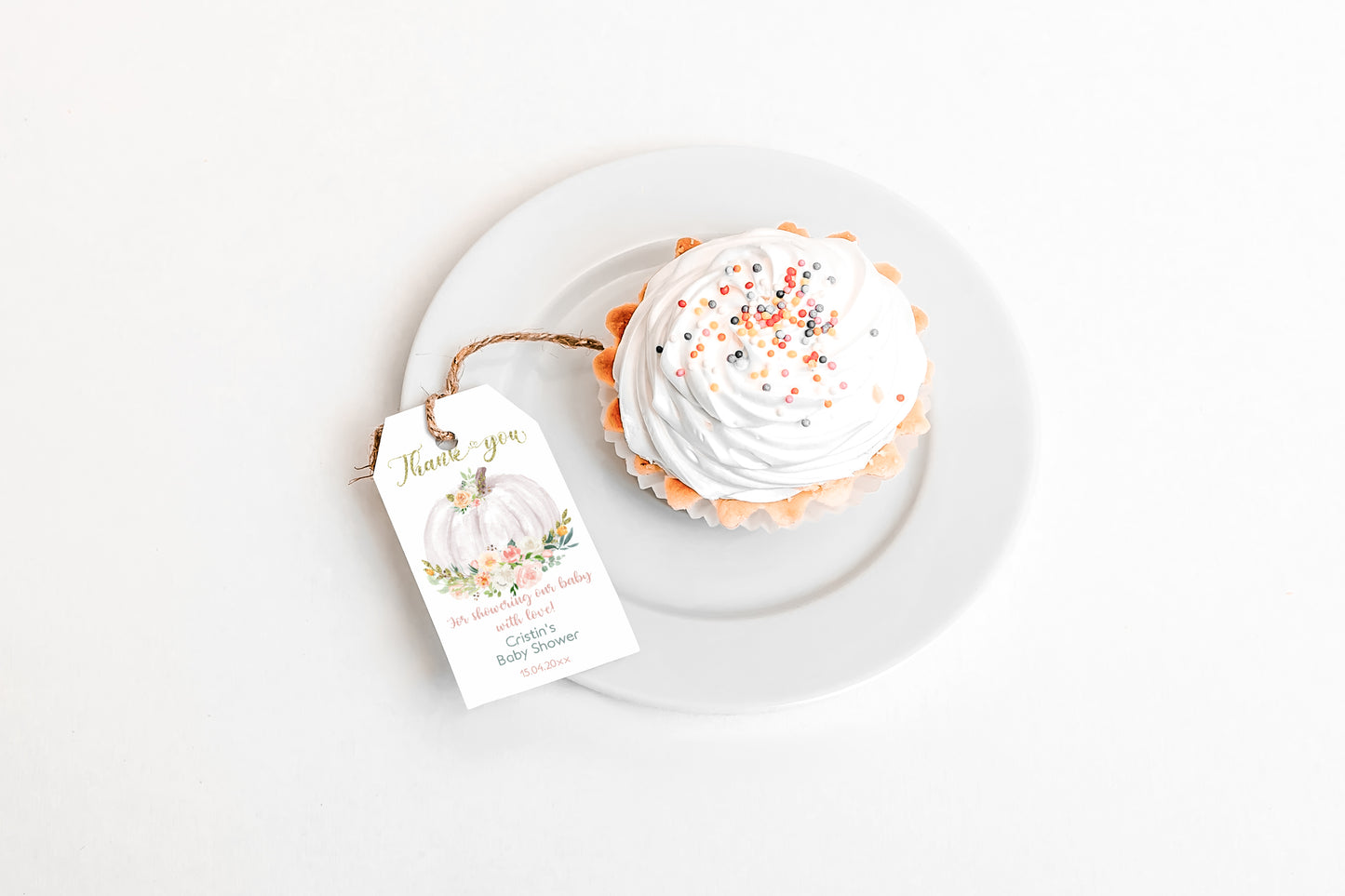 White Pumpkin Thank You Tag | Fall Baby Shower Favor Tags - 30H