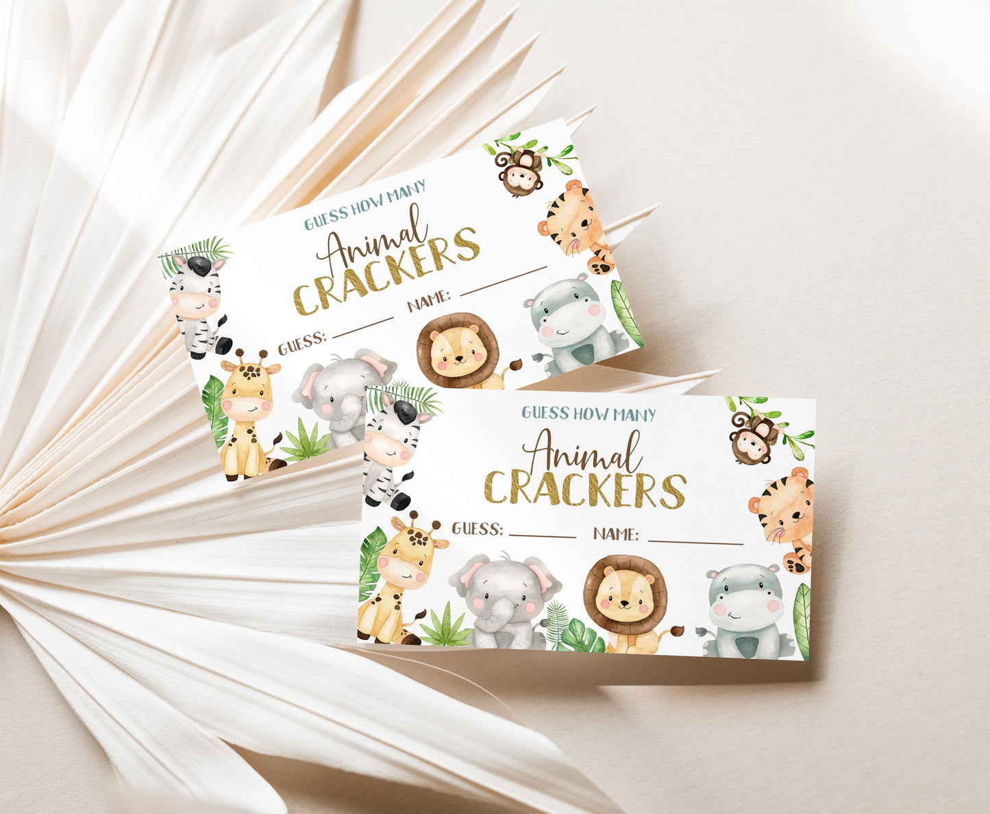 Guess How Many Animal Crackers Sign and Cards | Safari Party Game - 35E